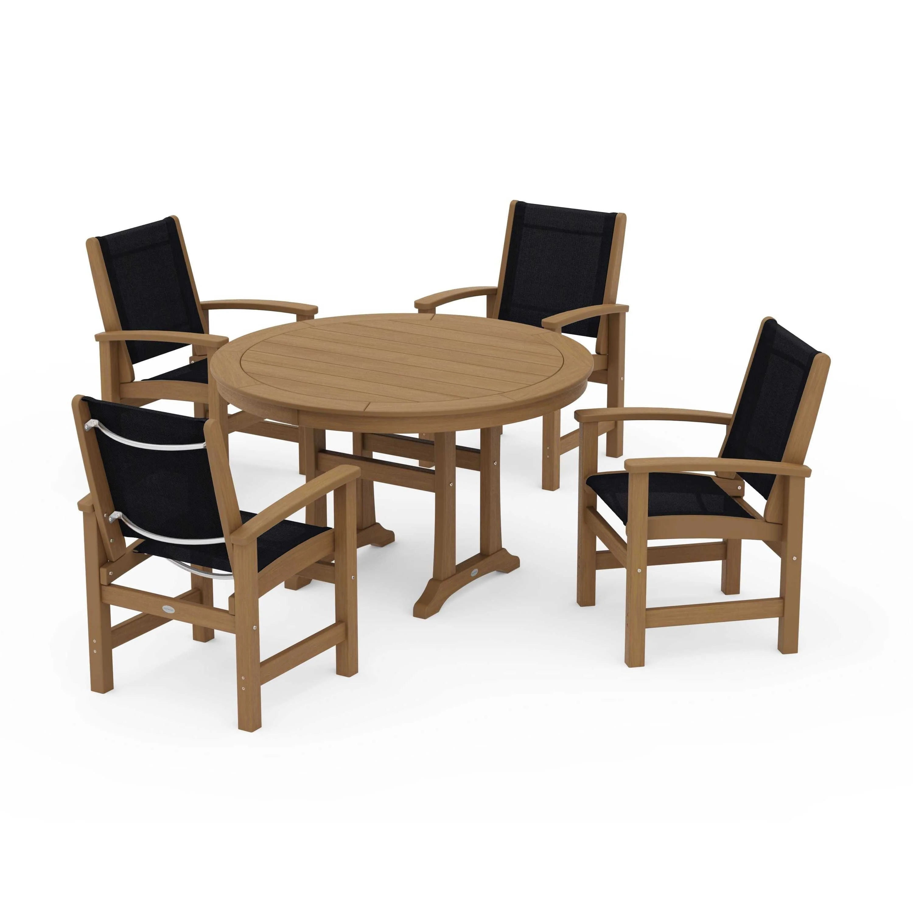 Coastal 5-Piece Round Dining Set with Trestle Legs - Image 48