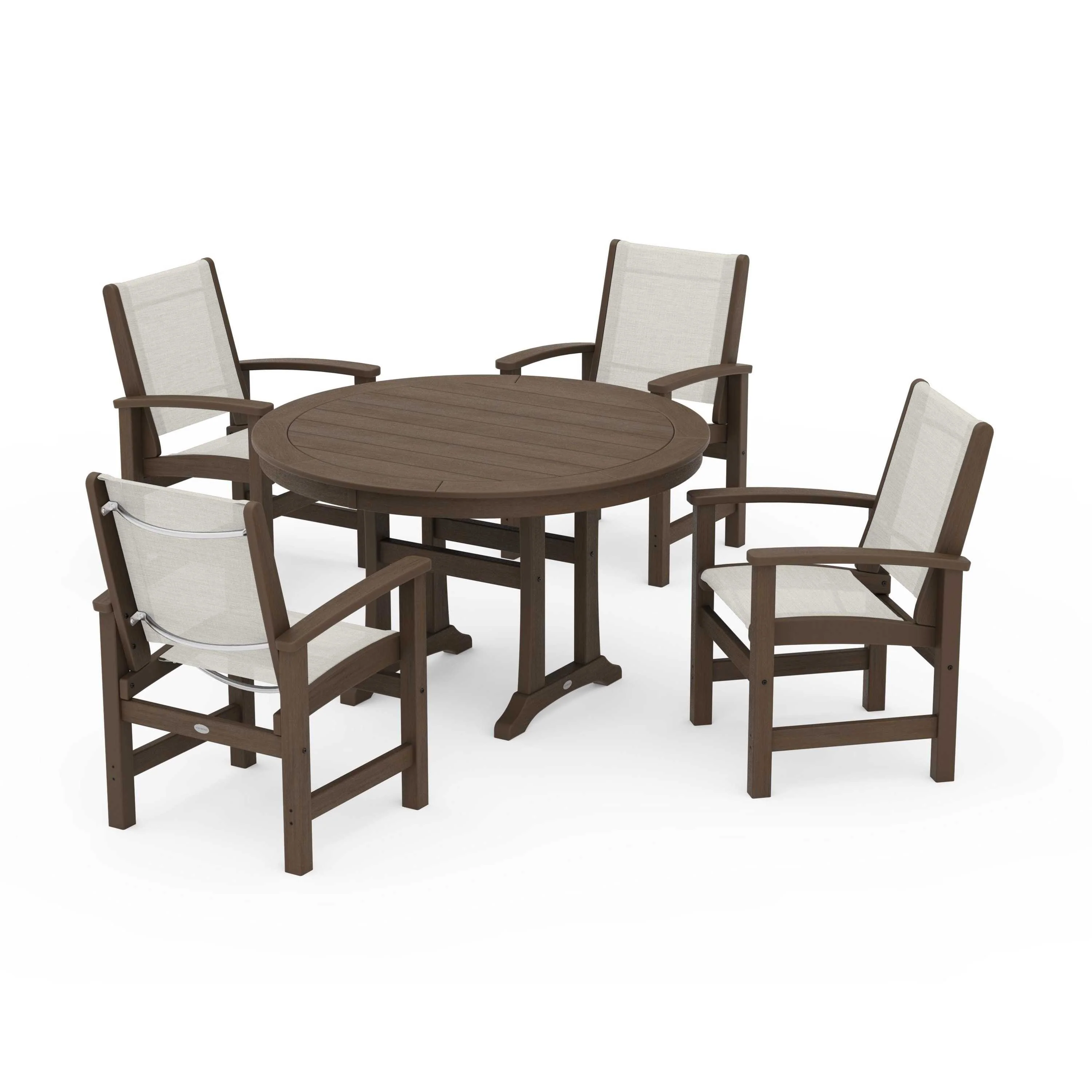 Coastal 5-Piece Round Dining Set with Trestle Legs - Image 5