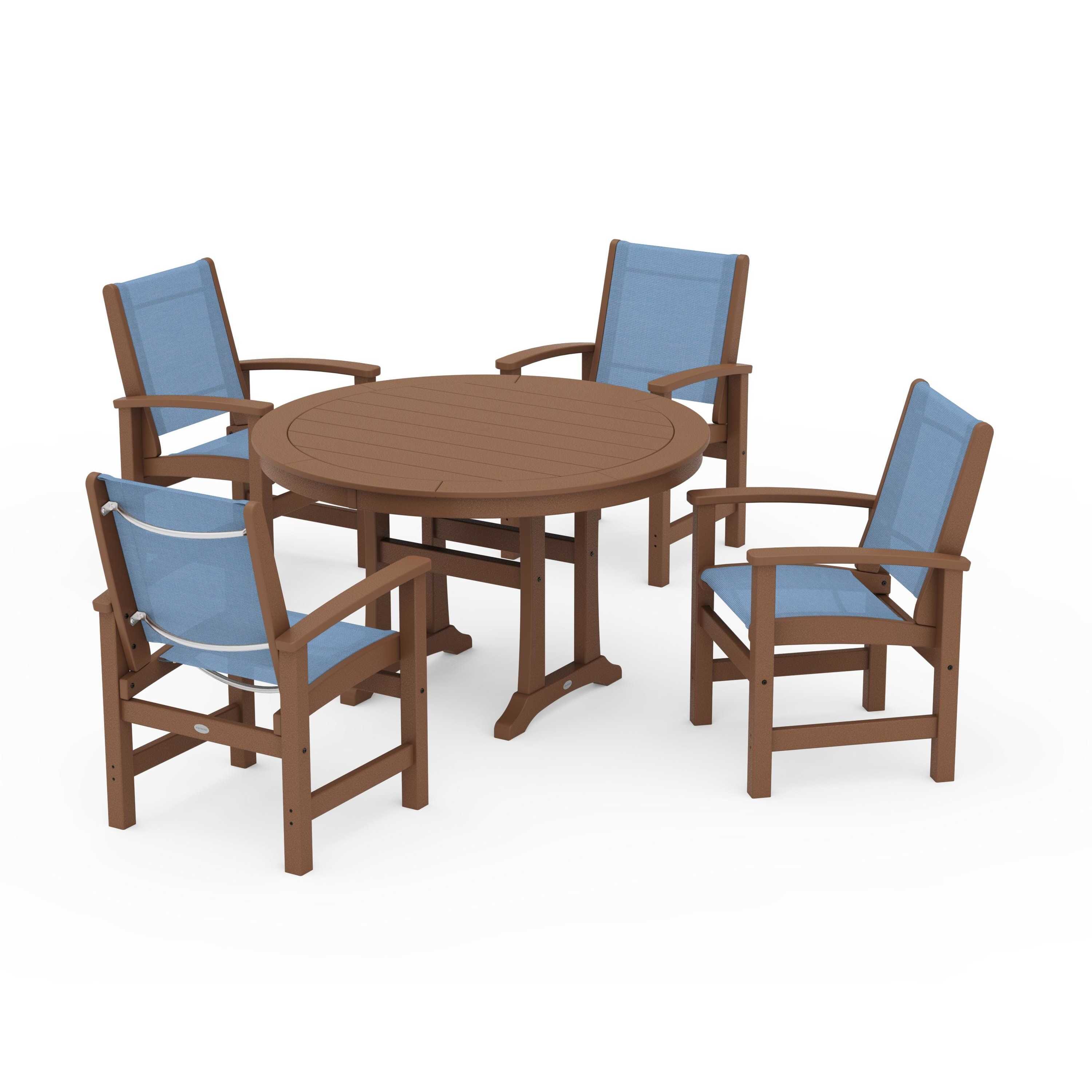 Coastal 5-Piece Round Dining Set with Trestle Legs - Image 52