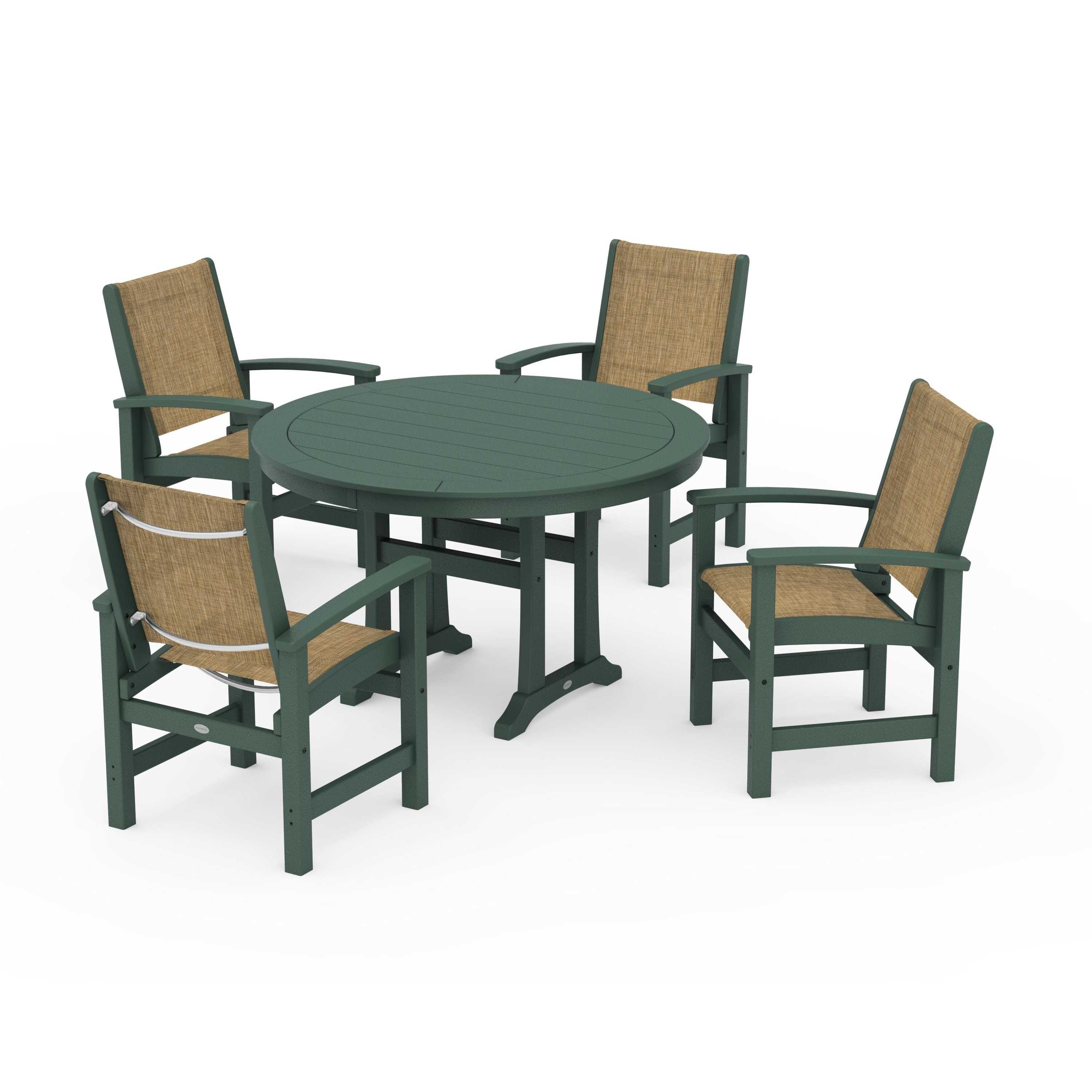 Coastal 5-Piece Round Dining Set with Trestle Legs - Image 54