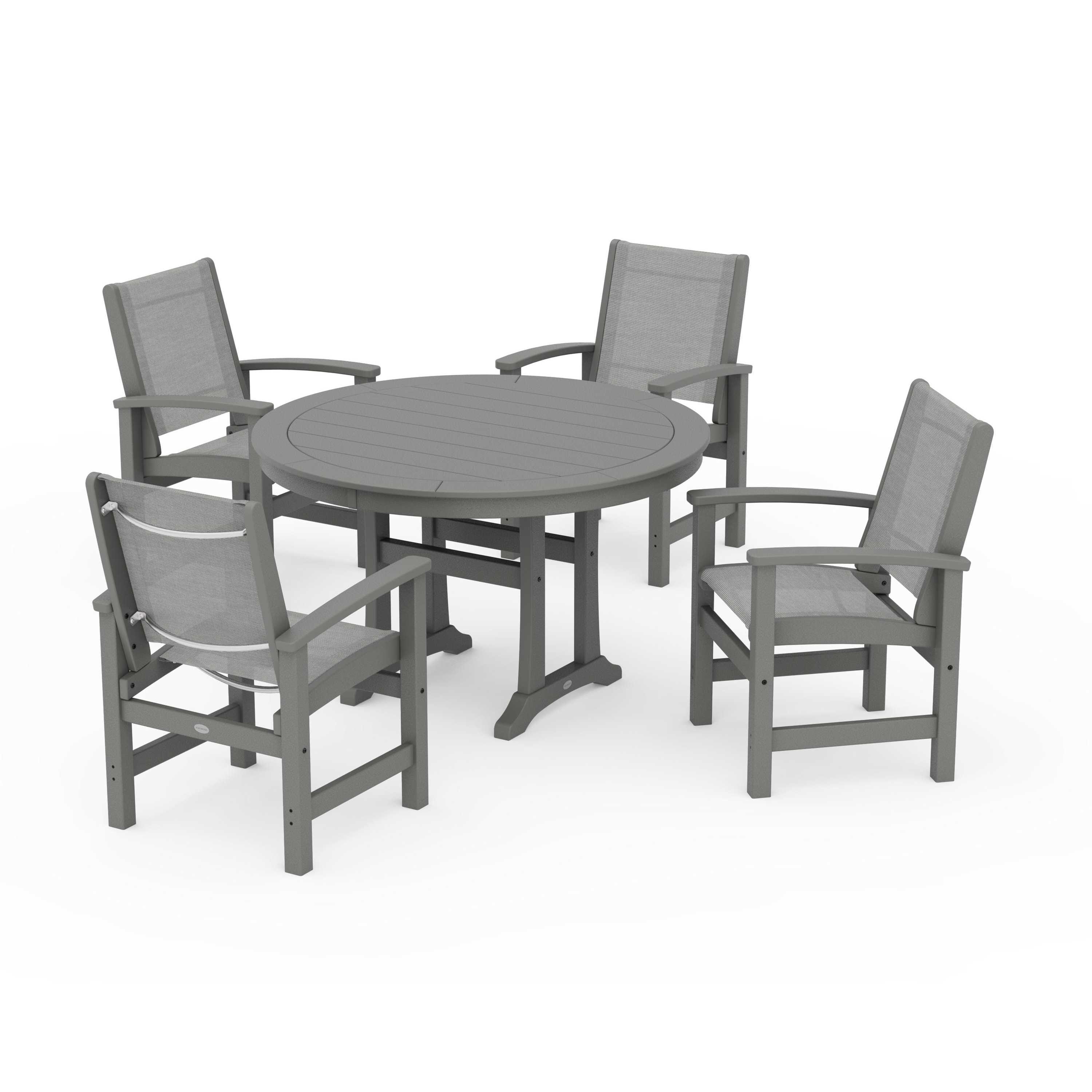 Coastal 5-Piece Round Dining Set with Trestle Legs - Image 57