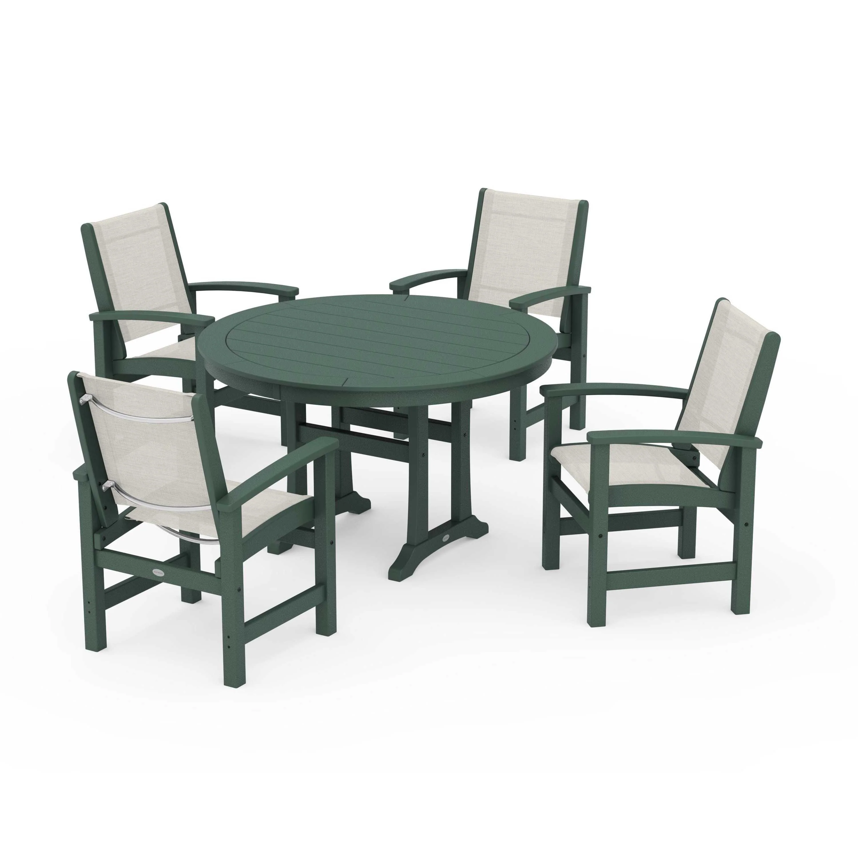 Coastal 5-Piece Round Dining Set with Trestle Legs - Image 59