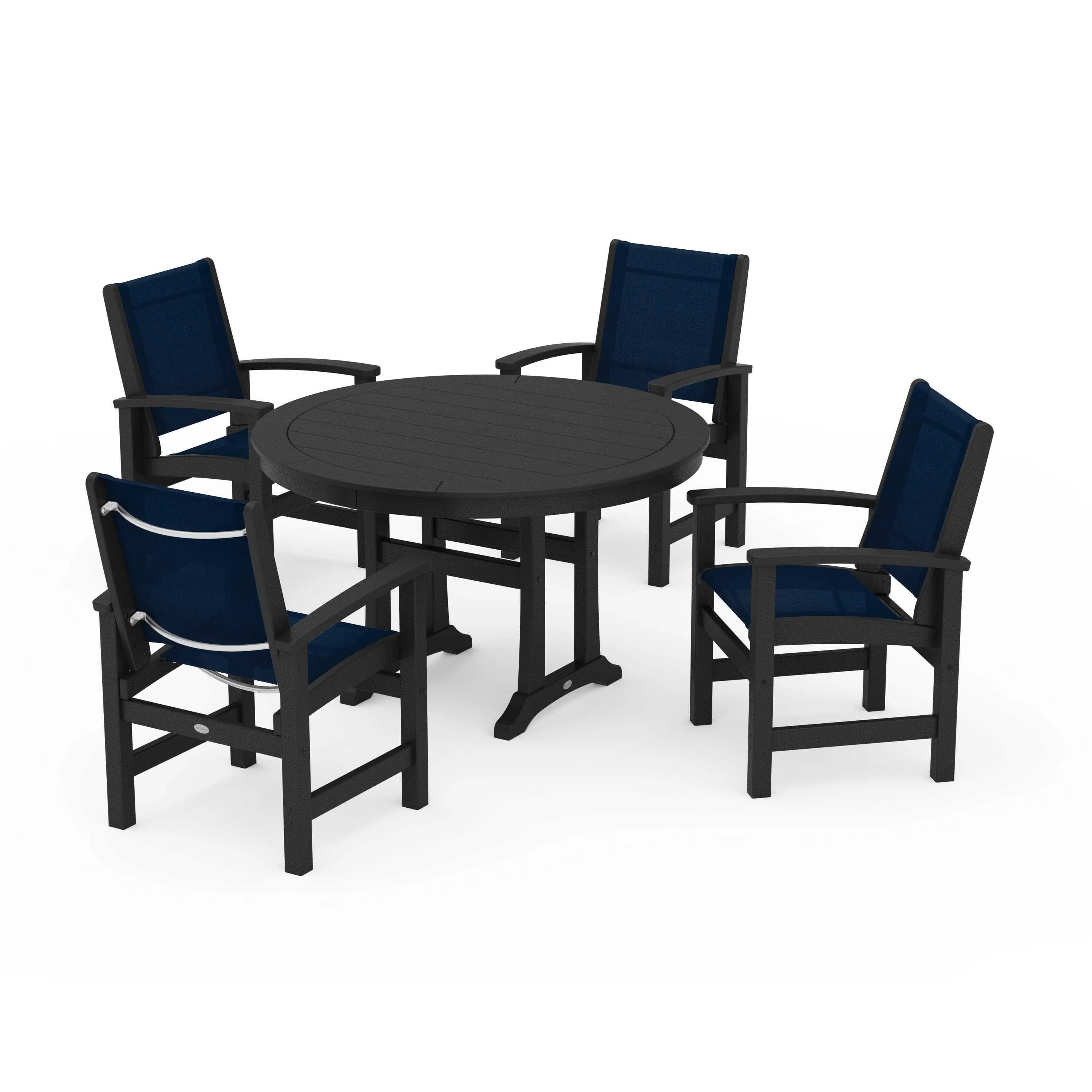 Coastal 5-Piece Round Dining Set with Trestle Legs - Image 60