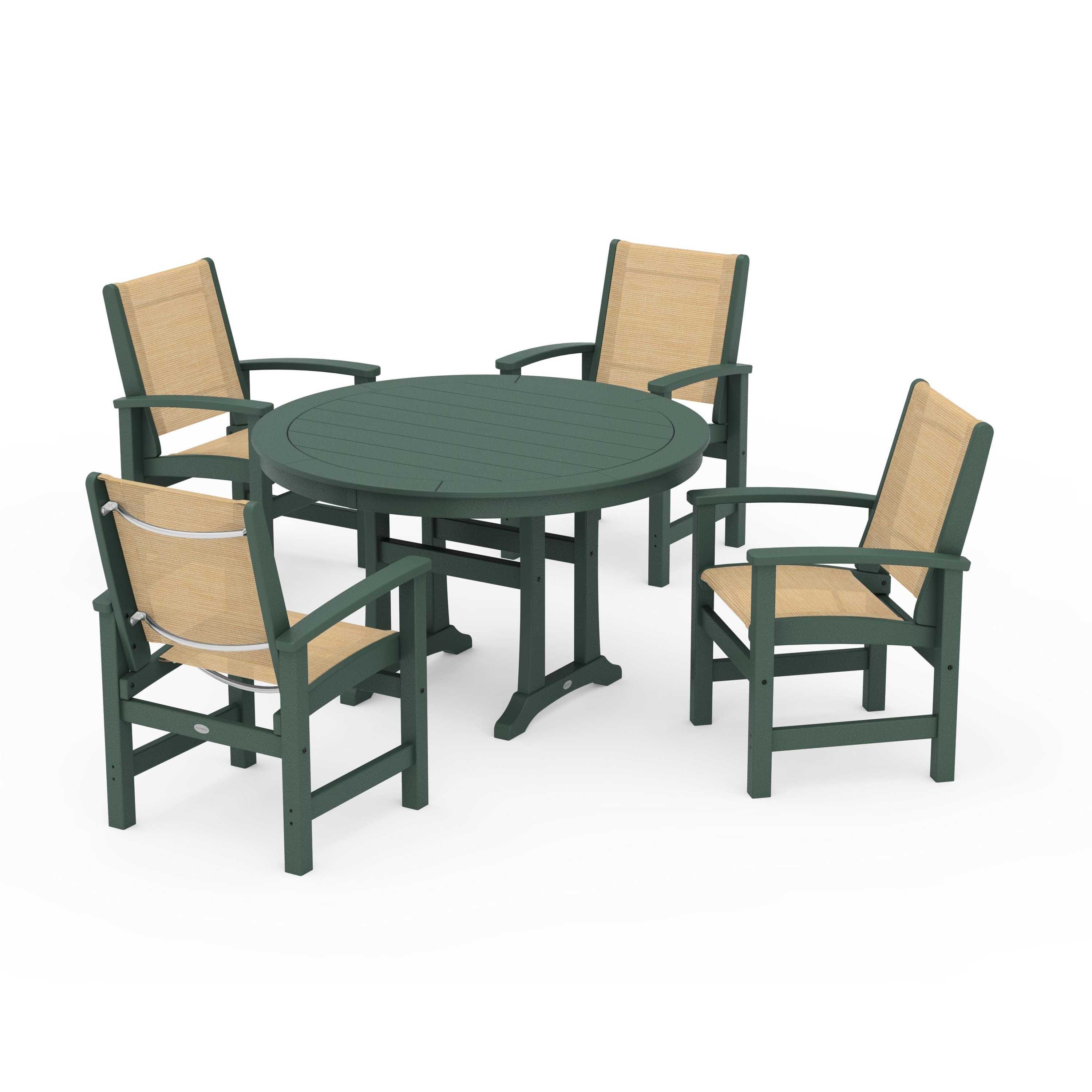 Coastal 5-Piece Round Dining Set with Trestle Legs - Image 64