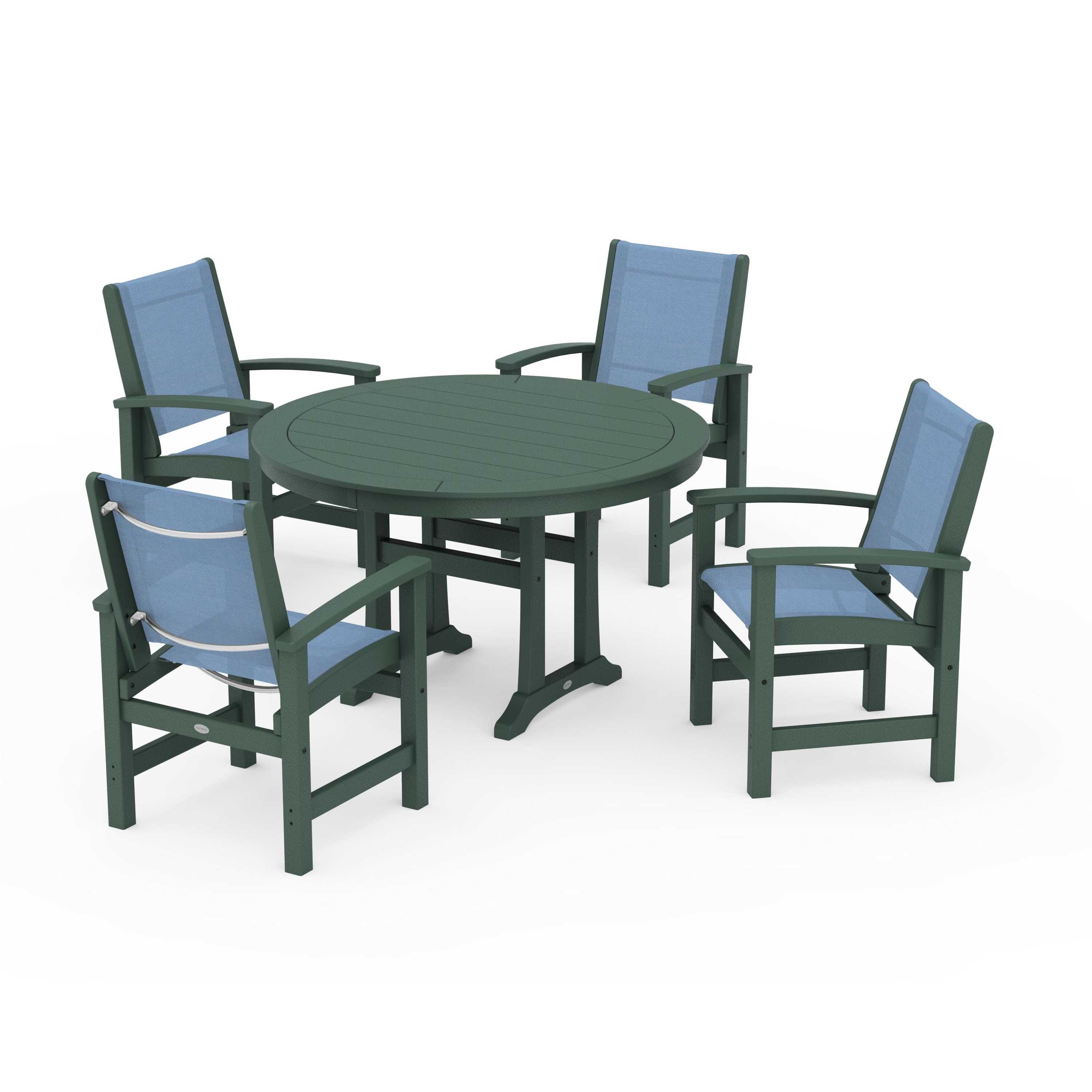 Coastal 5-Piece Round Dining Set with Trestle Legs - Image 66