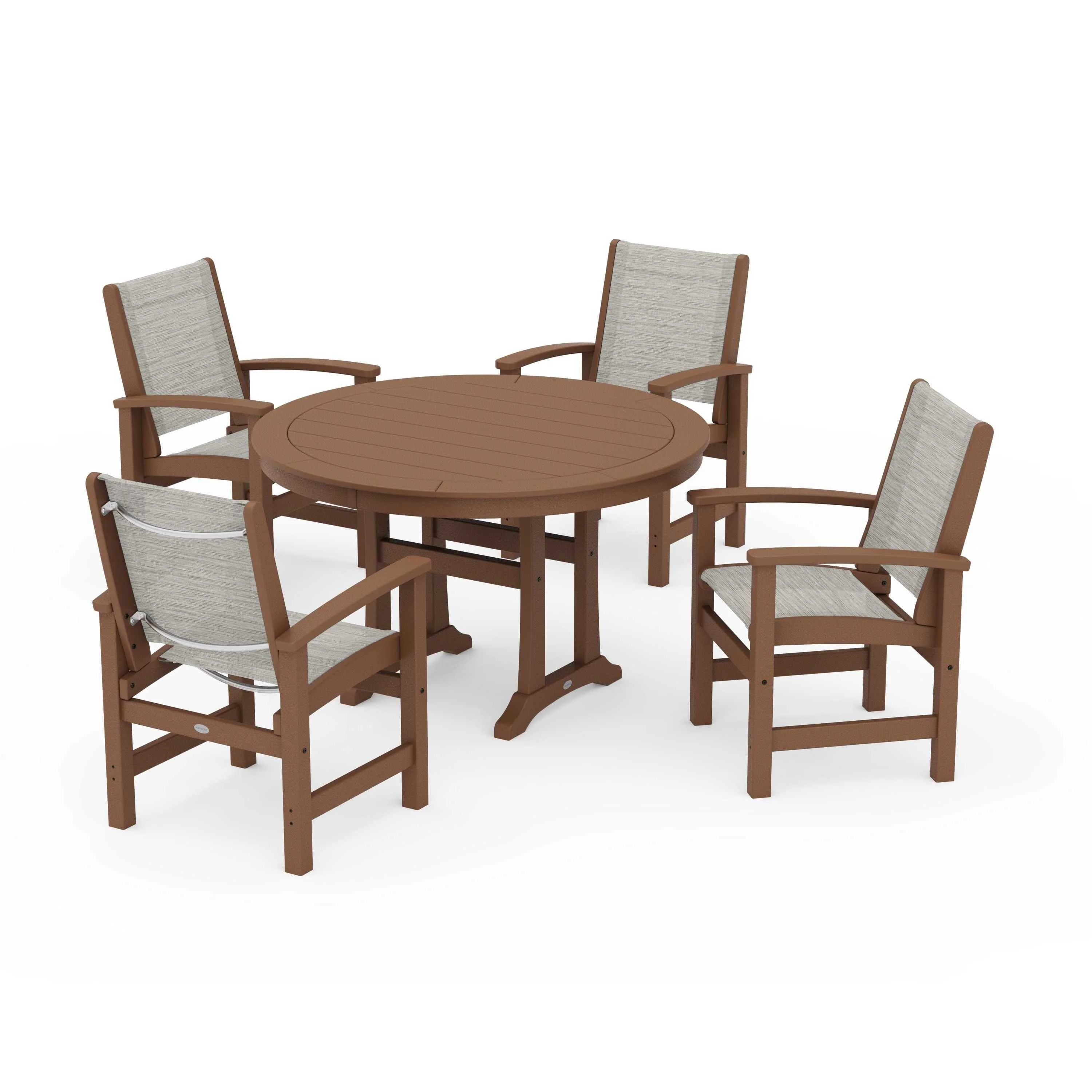 Coastal 5-Piece Round Dining Set with Trestle Legs - Image 69