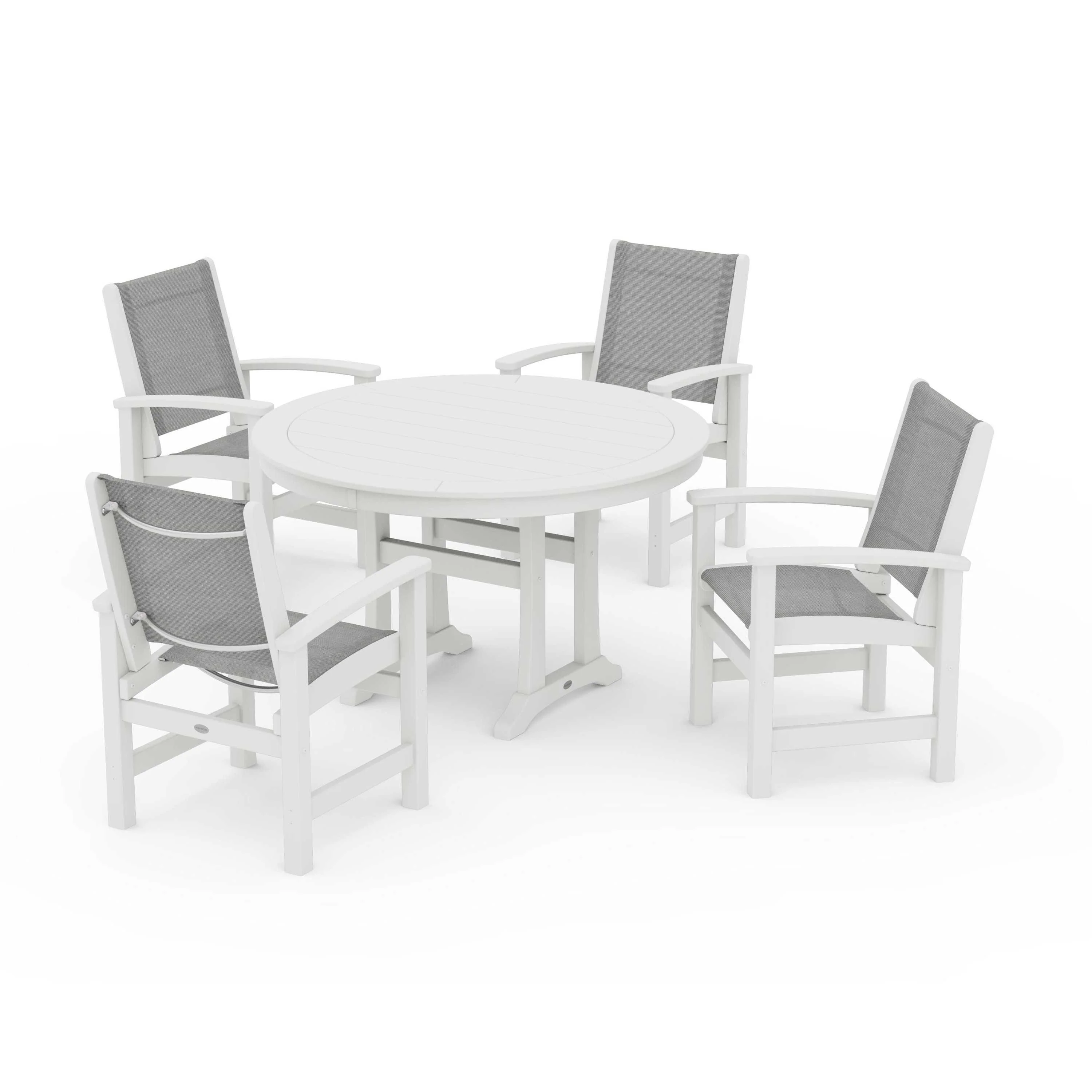 Coastal 5-Piece Round Dining Set with Trestle Legs - Image 7