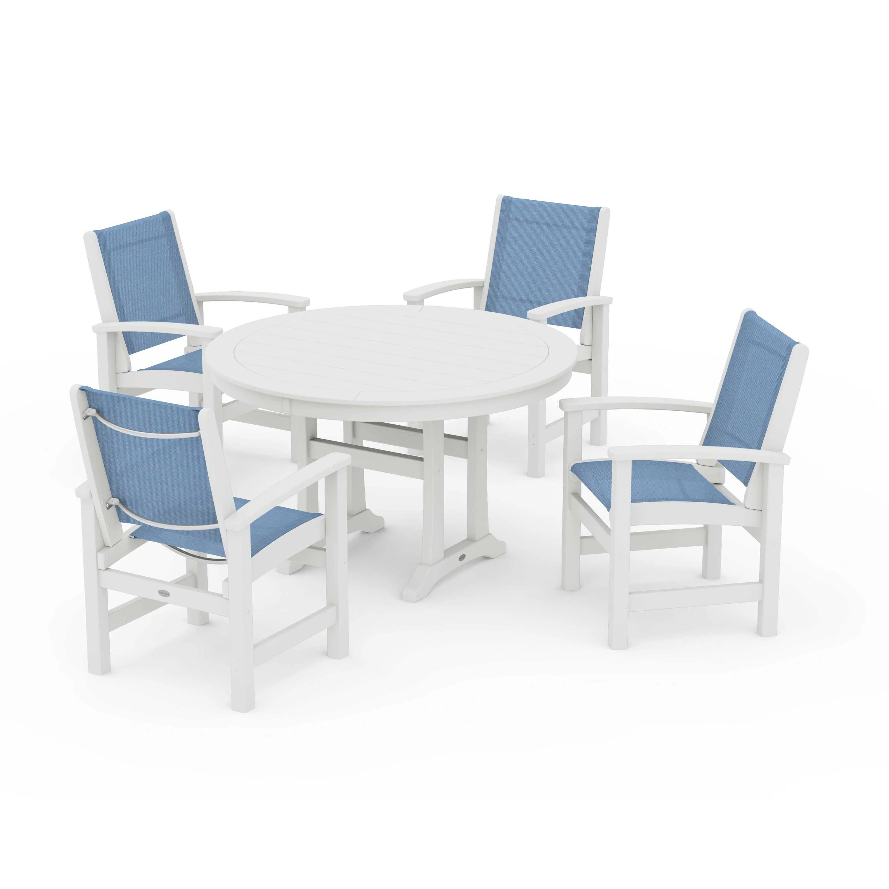 Coastal 5-Piece Round Dining Set with Trestle Legs - Image 74