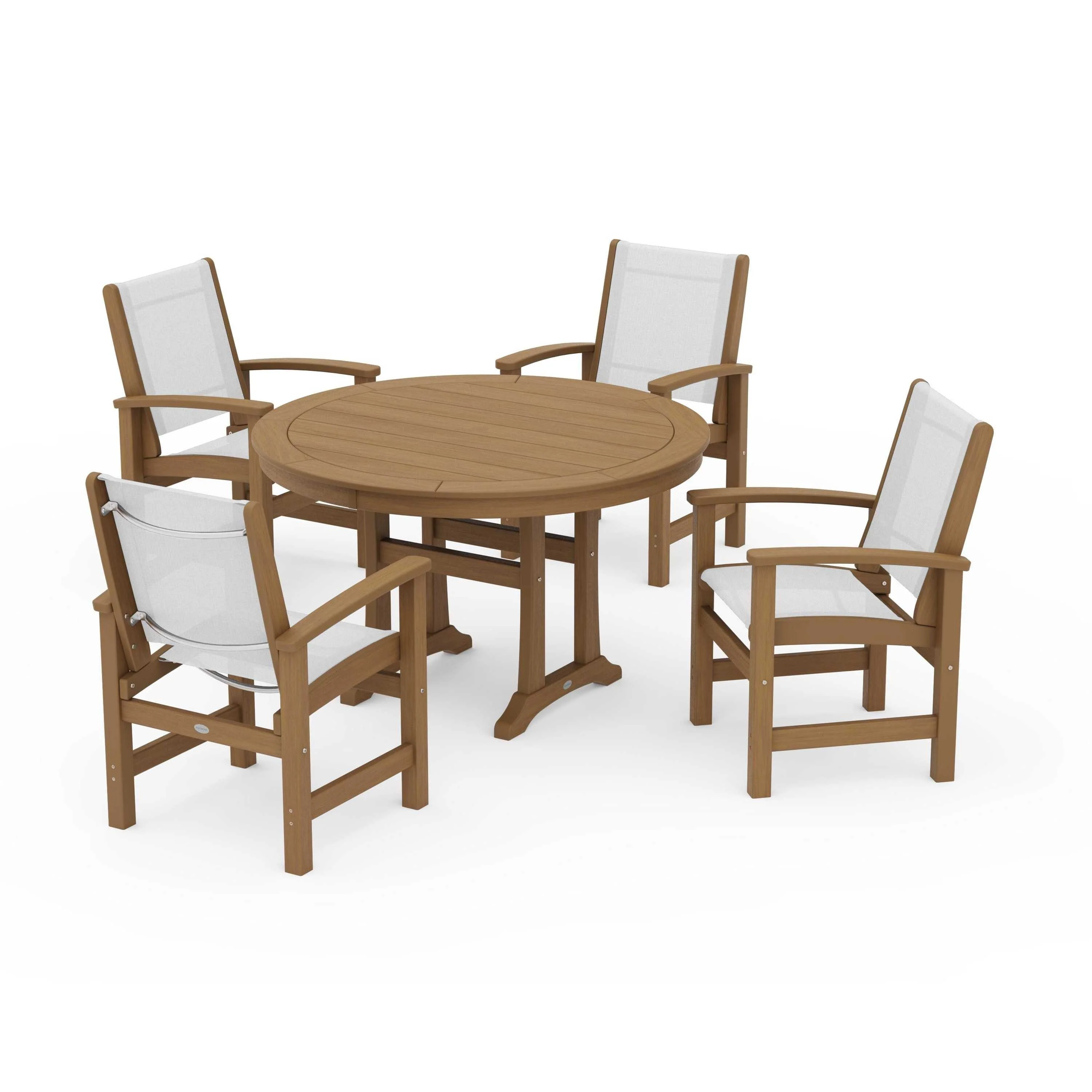 Coastal 5-Piece Round Dining Set with Trestle Legs - Image 78