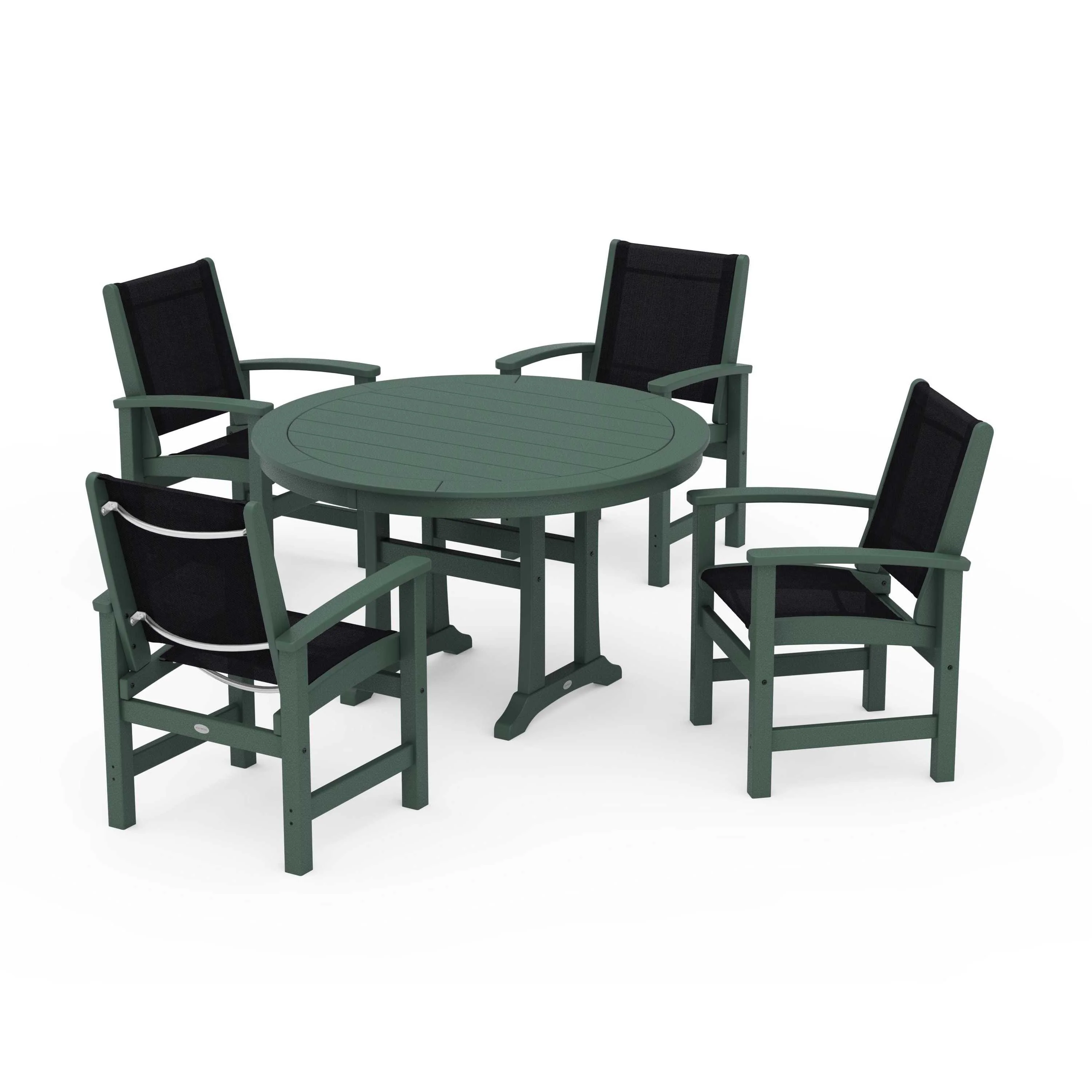 Coastal 5-Piece Round Dining Set with Trestle Legs - Image 80