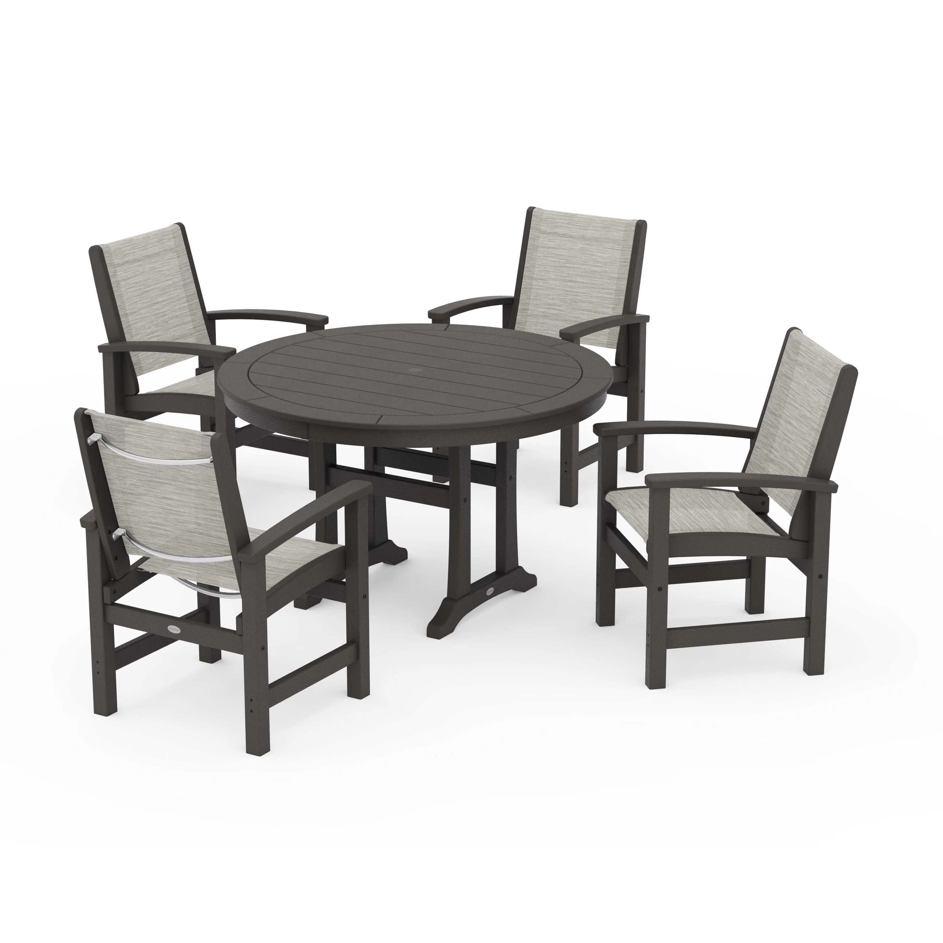 Coastal 5-Piece Round Dining Set with Trestle Legs - Image 82