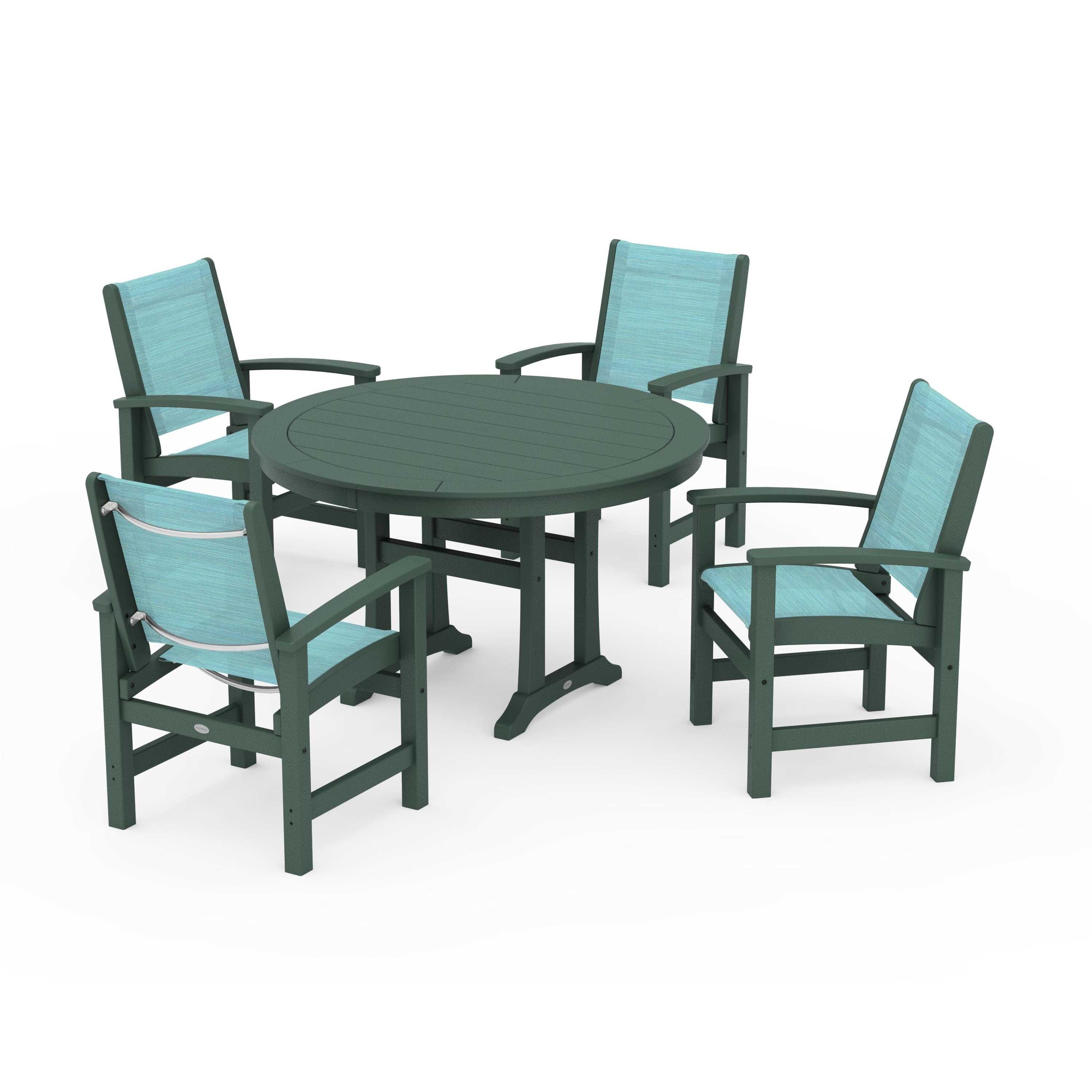 Coastal 5-Piece Round Dining Set with Trestle Legs - Image 85