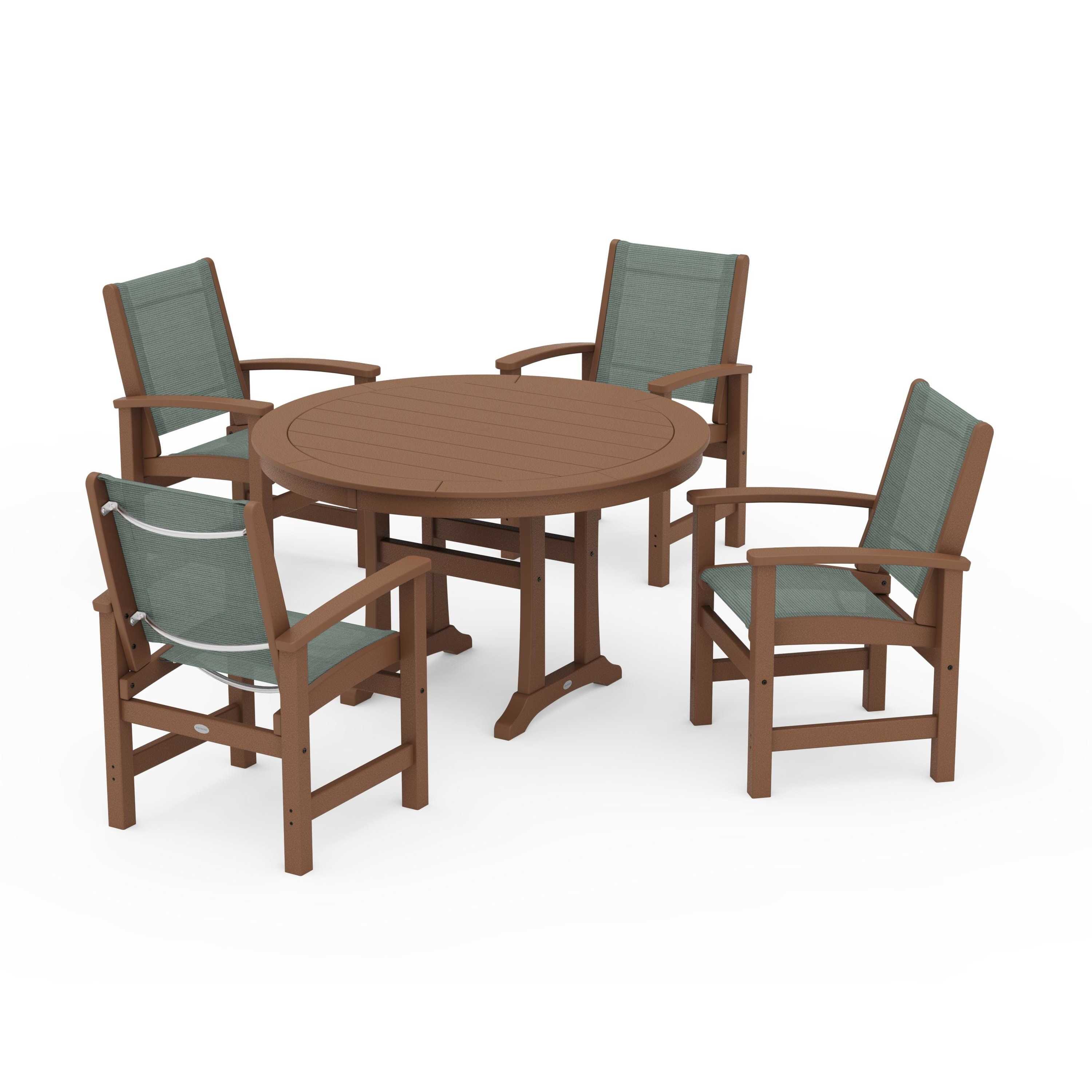 Coastal 5-Piece Round Dining Set with Trestle Legs - Image 87