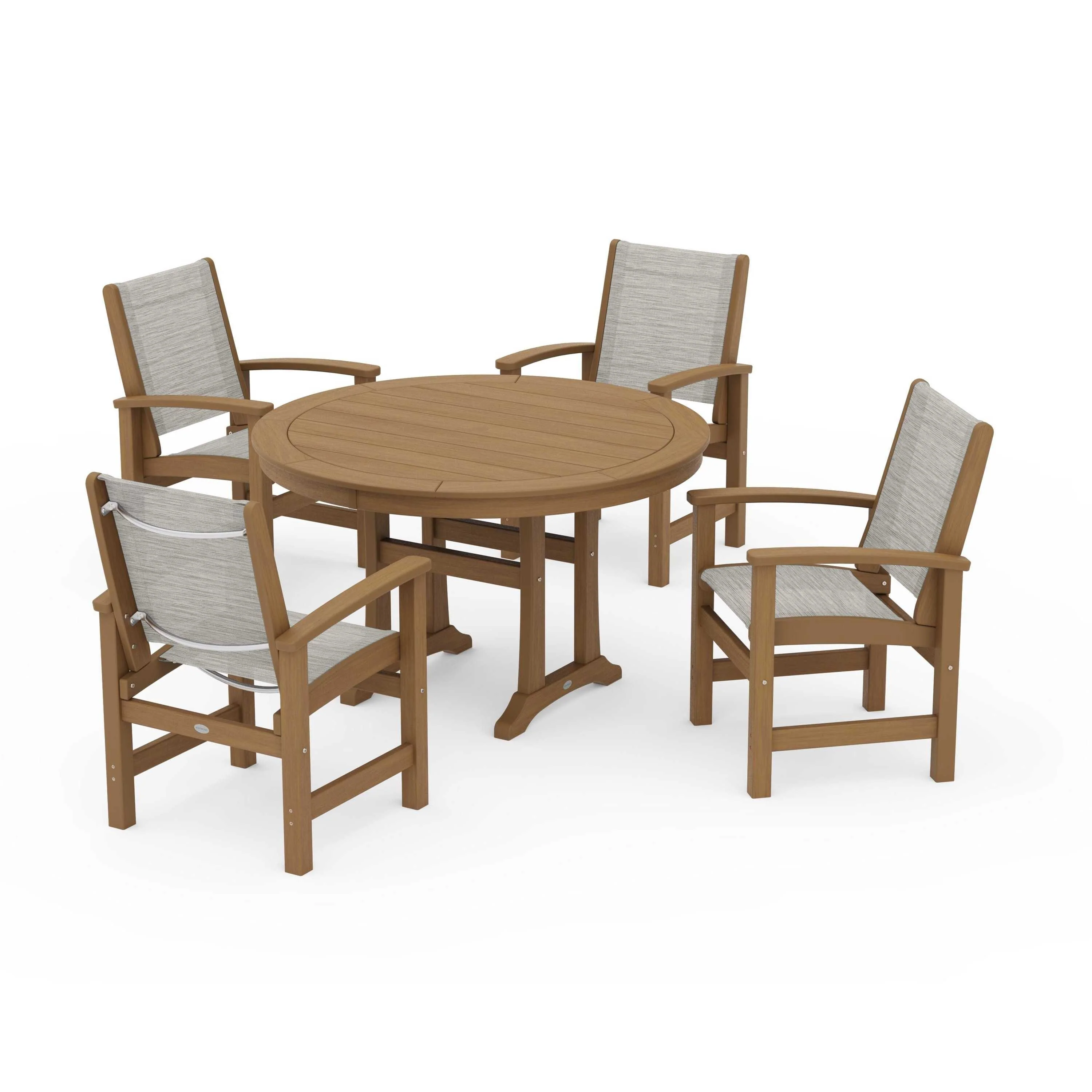 Coastal 5-Piece Round Dining Set with Trestle Legs - Image 88