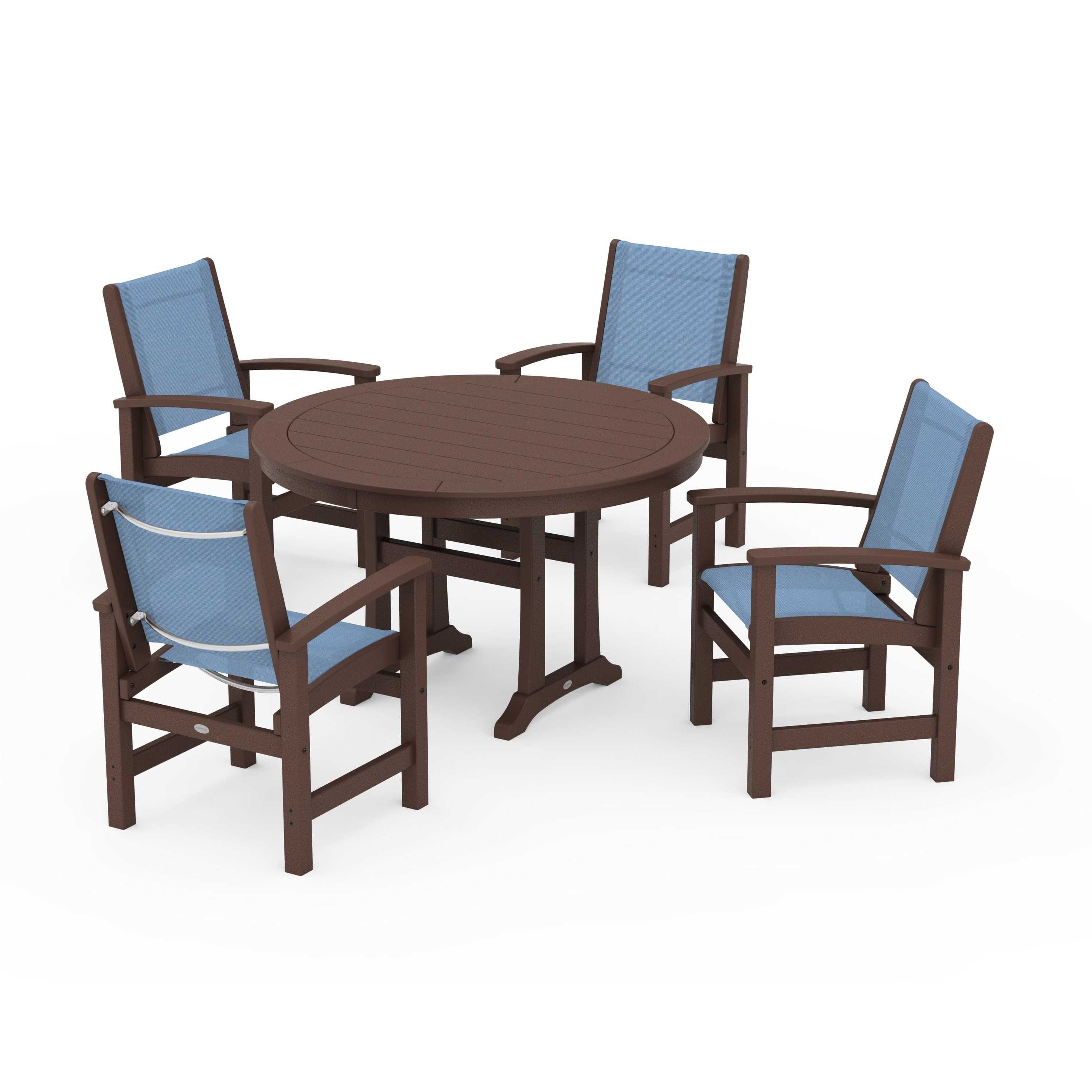 Coastal 5-Piece Round Dining Set with Trestle Legs - Image 94