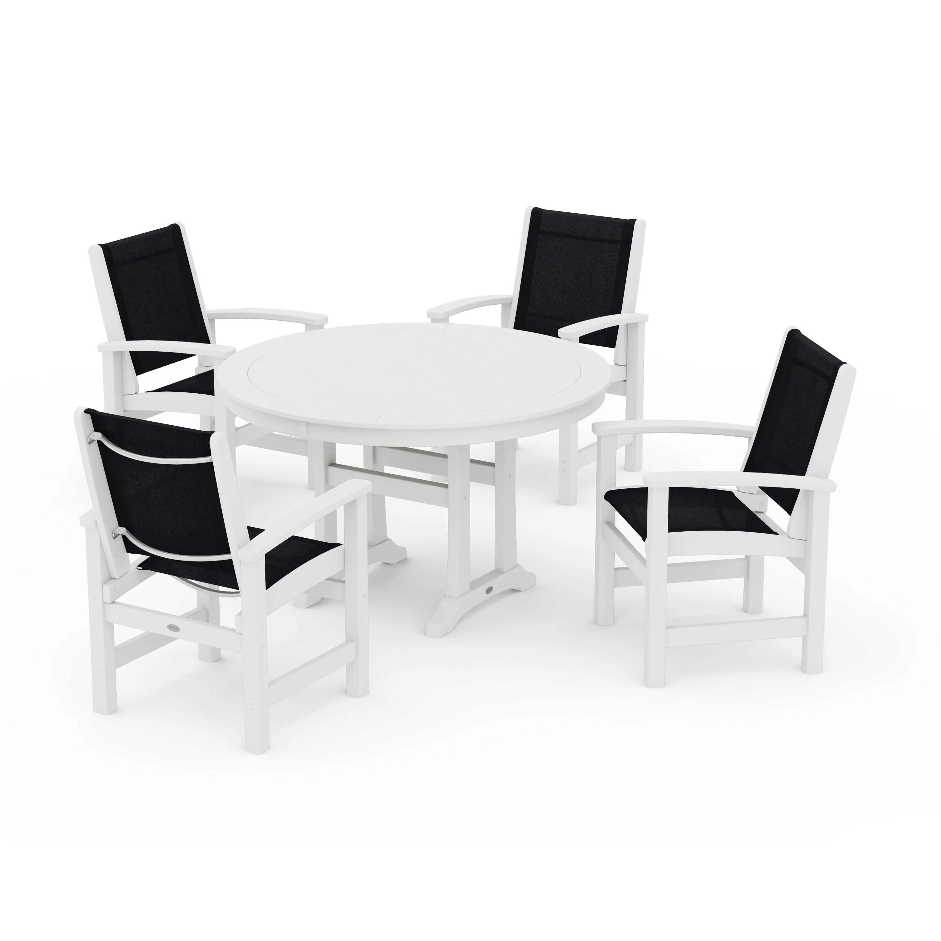 Coastal 5-Piece Round Dining Set with Trestle Legs - Image 95