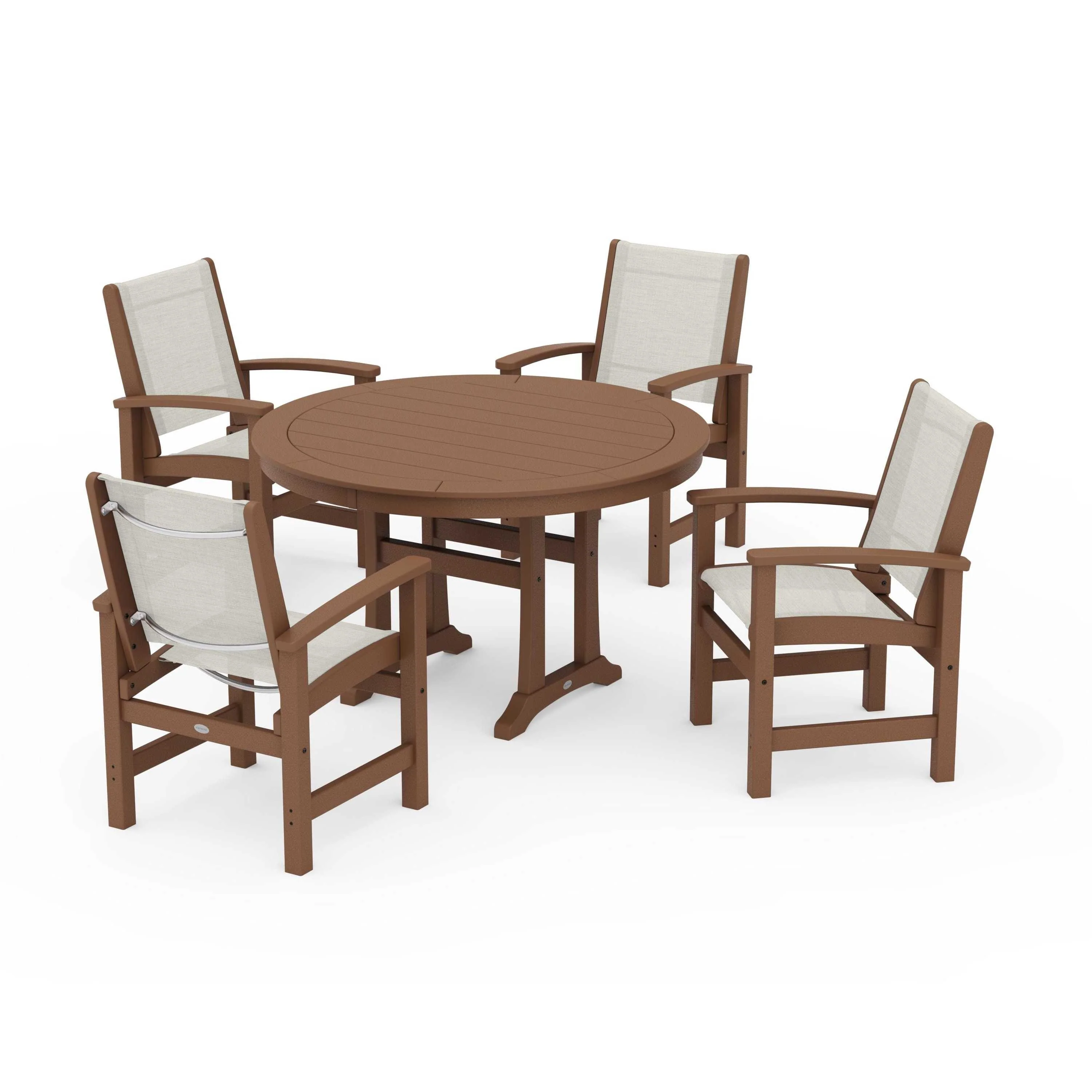 Coastal 5-Piece Round Dining Set with Trestle Legs - Image 96