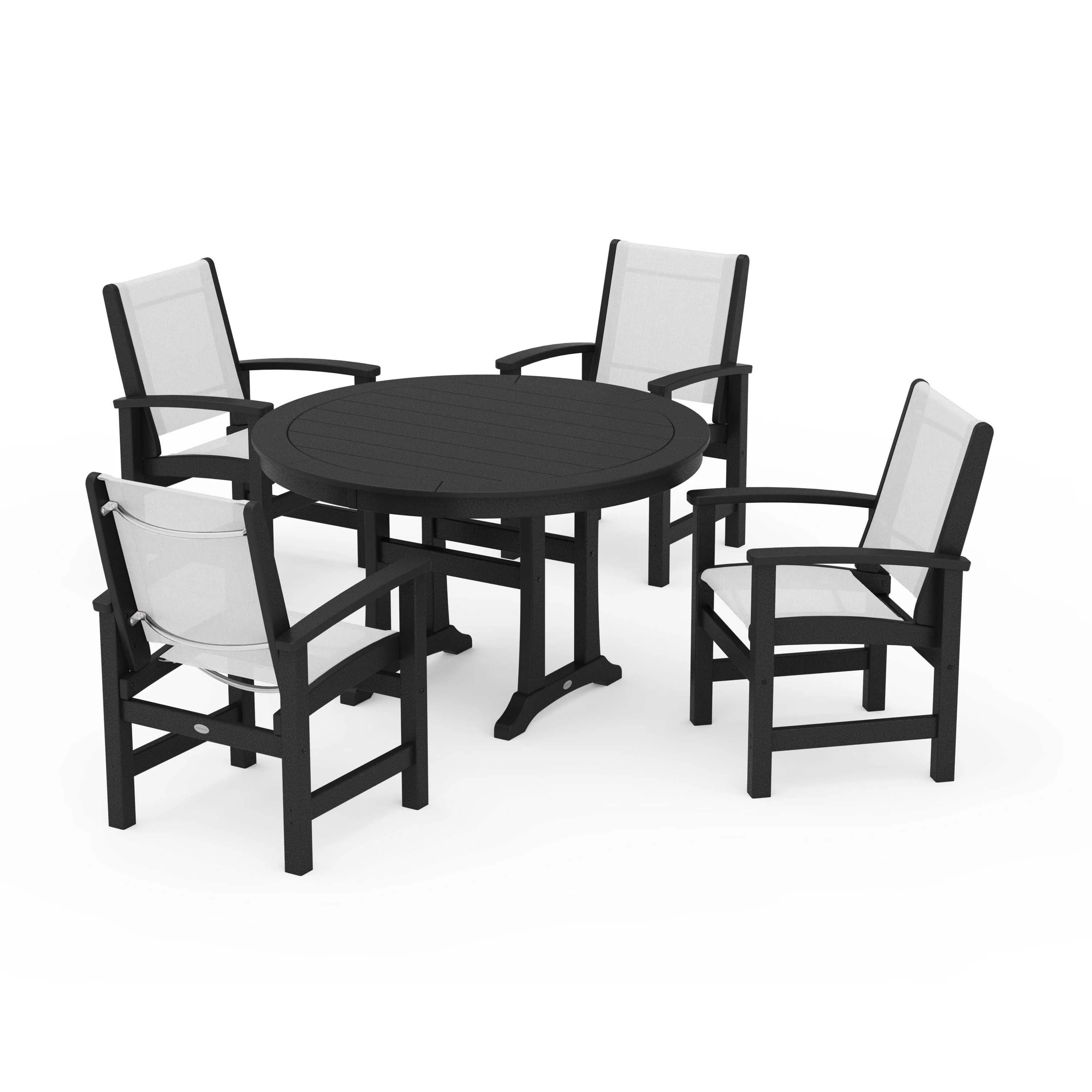 Coastal 5-Piece Round Dining Set with Trestle Legs - Image 97