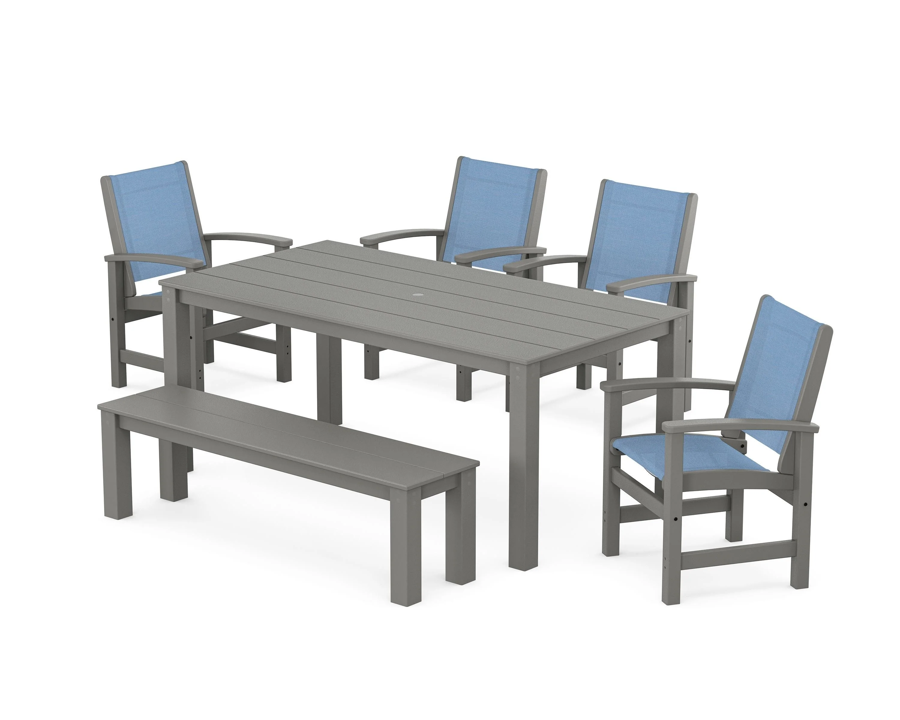 Coastal 6-Piece Parsons Dining Set with Bench - Image 11