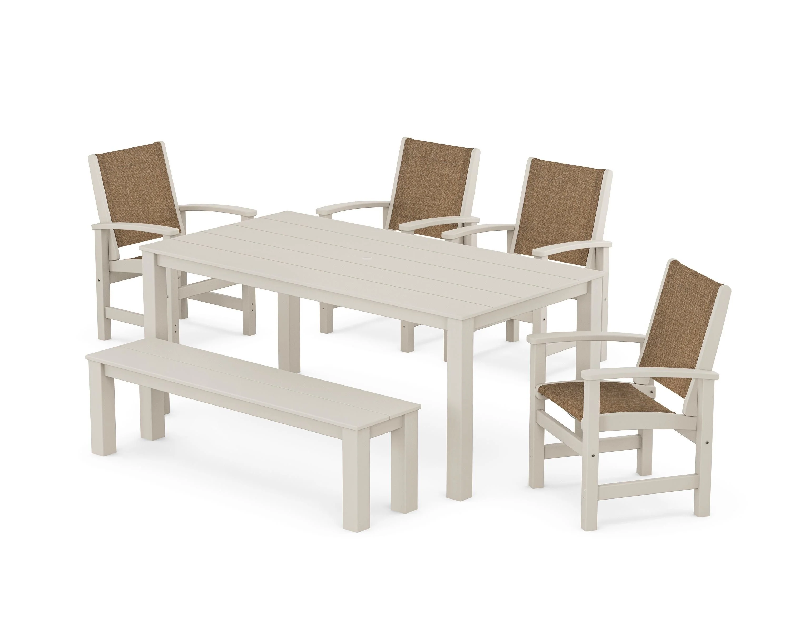 Coastal 6-Piece Parsons Dining Set with Bench - Image 17