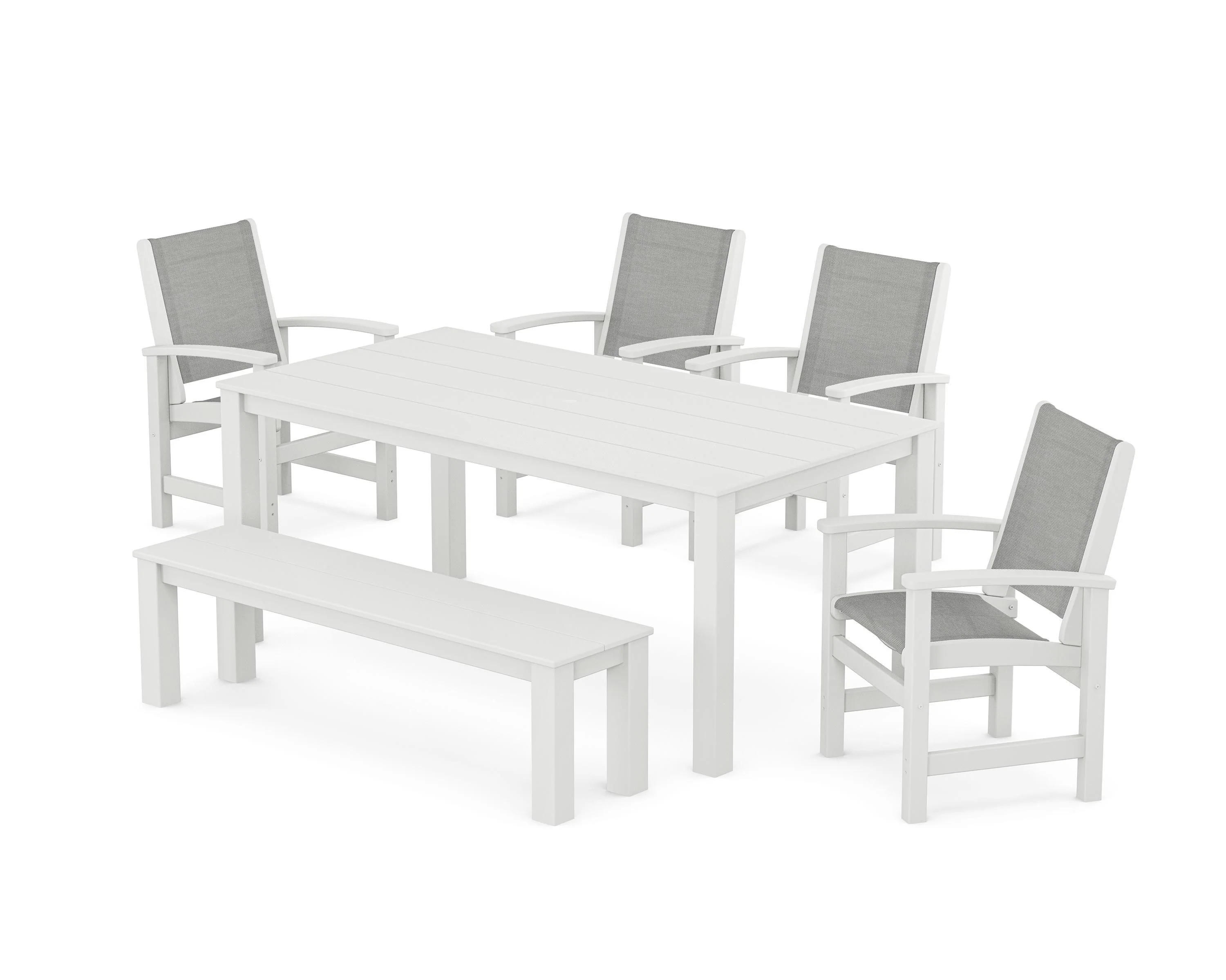 Coastal 6-Piece Parsons Dining Set with Bench - Image 18