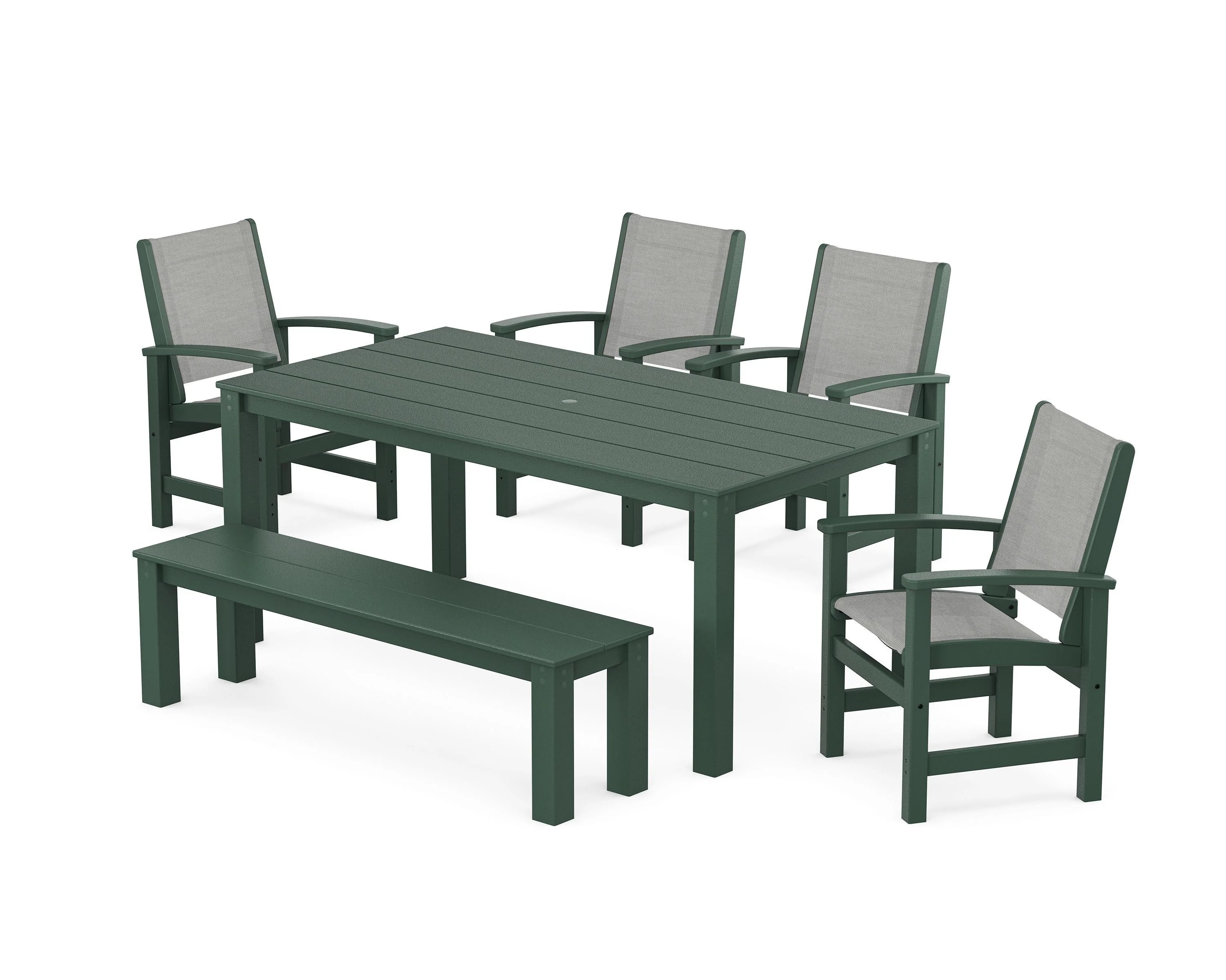 Coastal 6-Piece Parsons Dining Set with Bench - Image 25