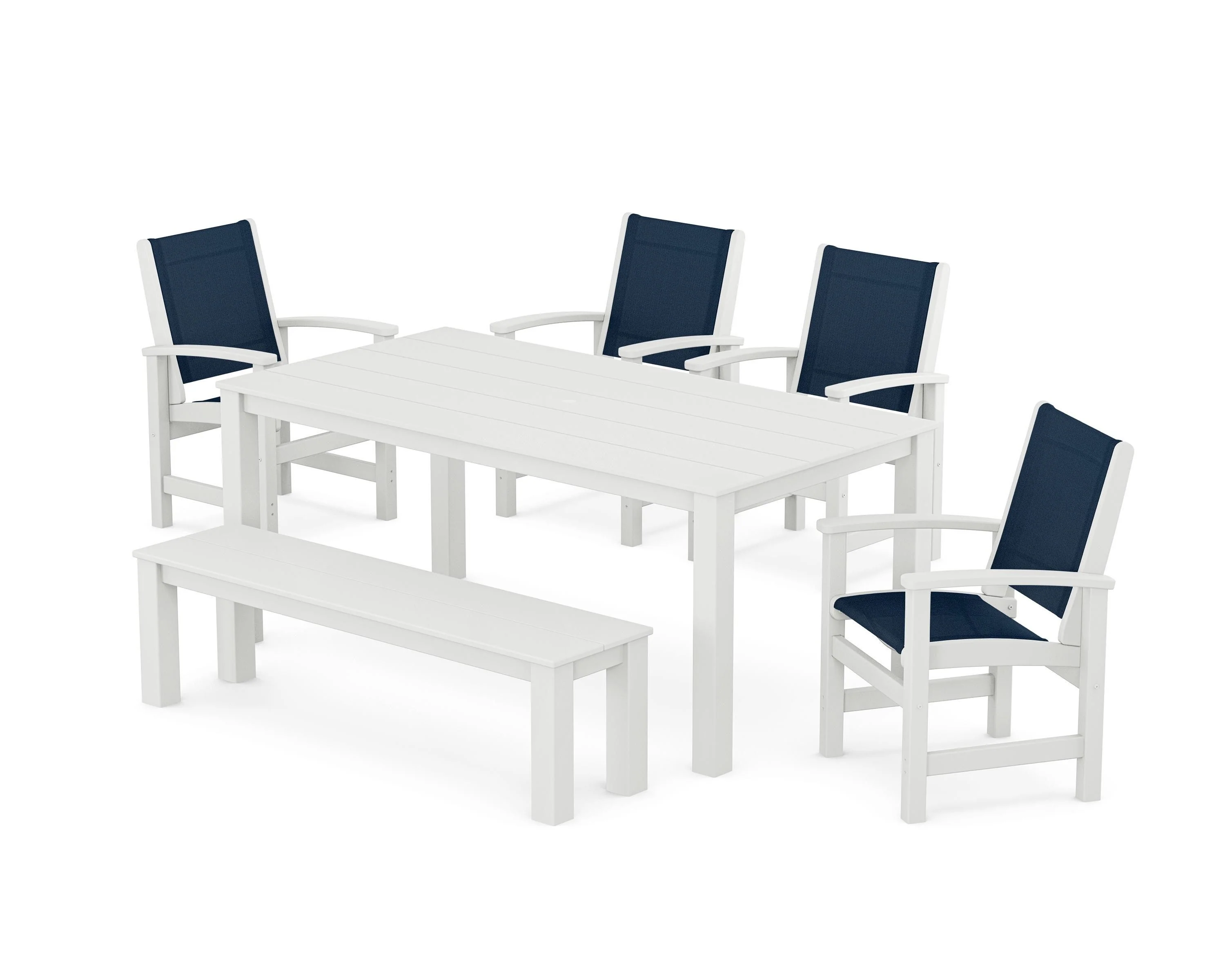 Coastal 6-Piece Parsons Dining Set with Bench - Image 30