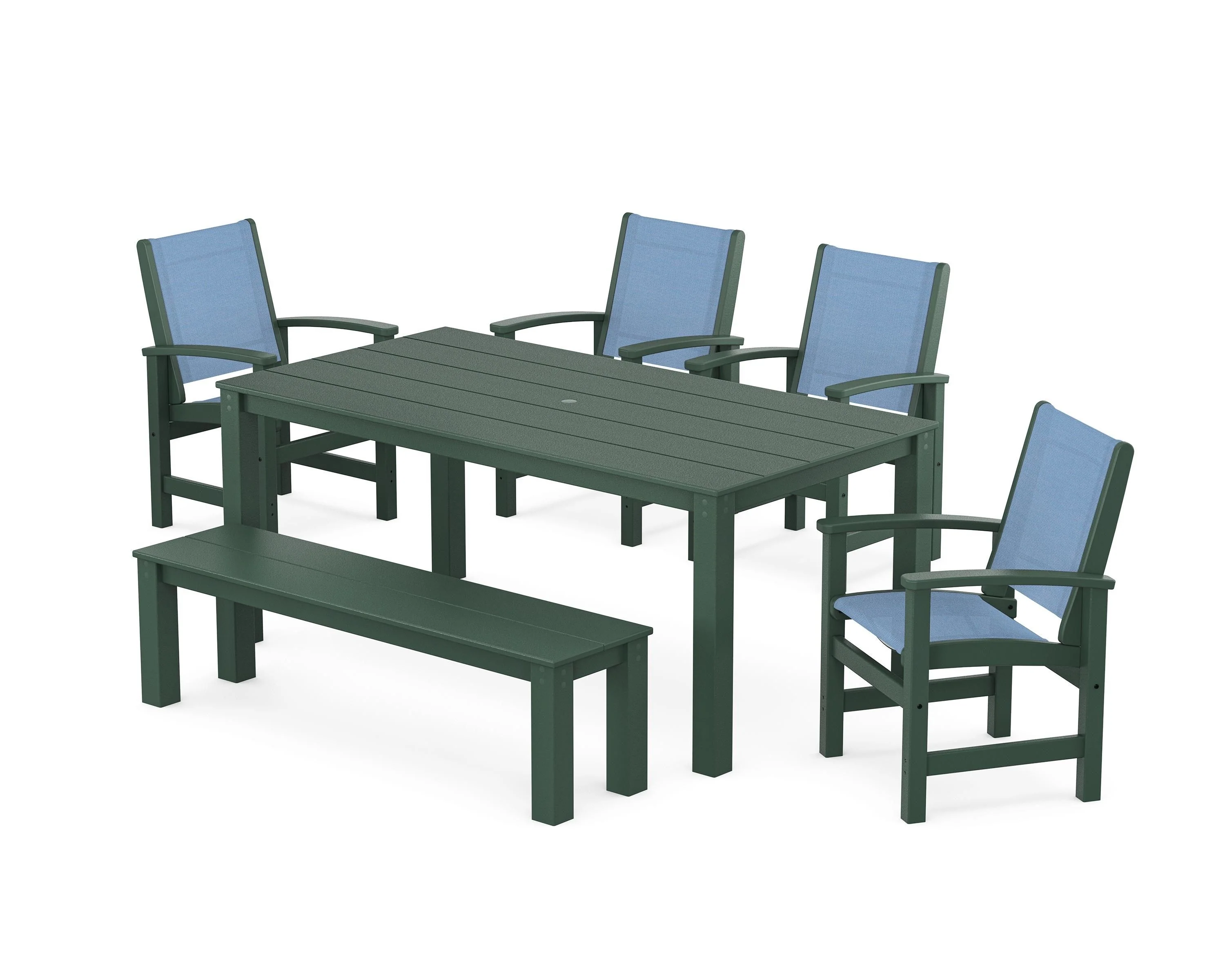 Coastal 6-Piece Parsons Dining Set with Bench - Image 41