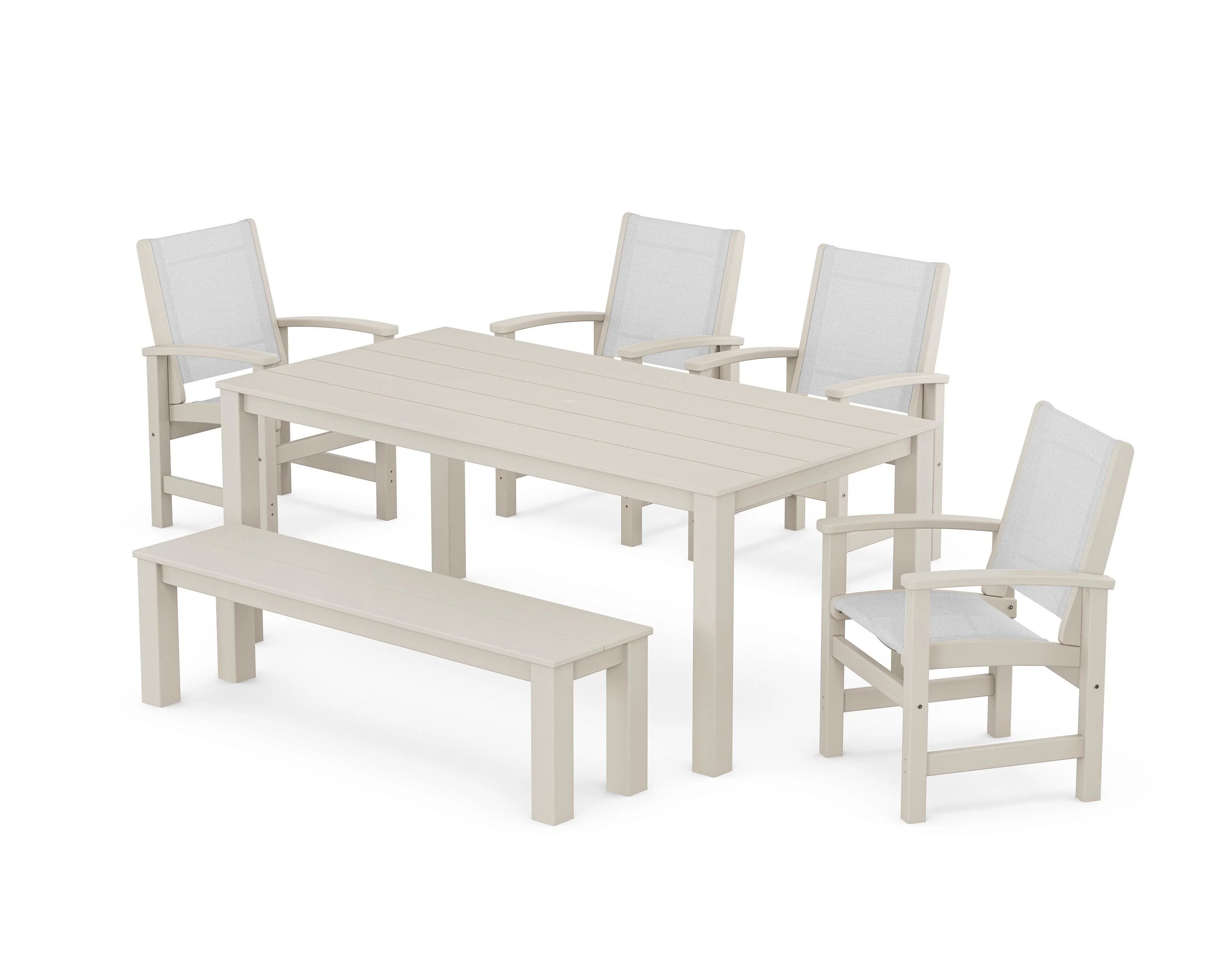 Coastal 6-Piece Parsons Dining Set with Bench - Image 47