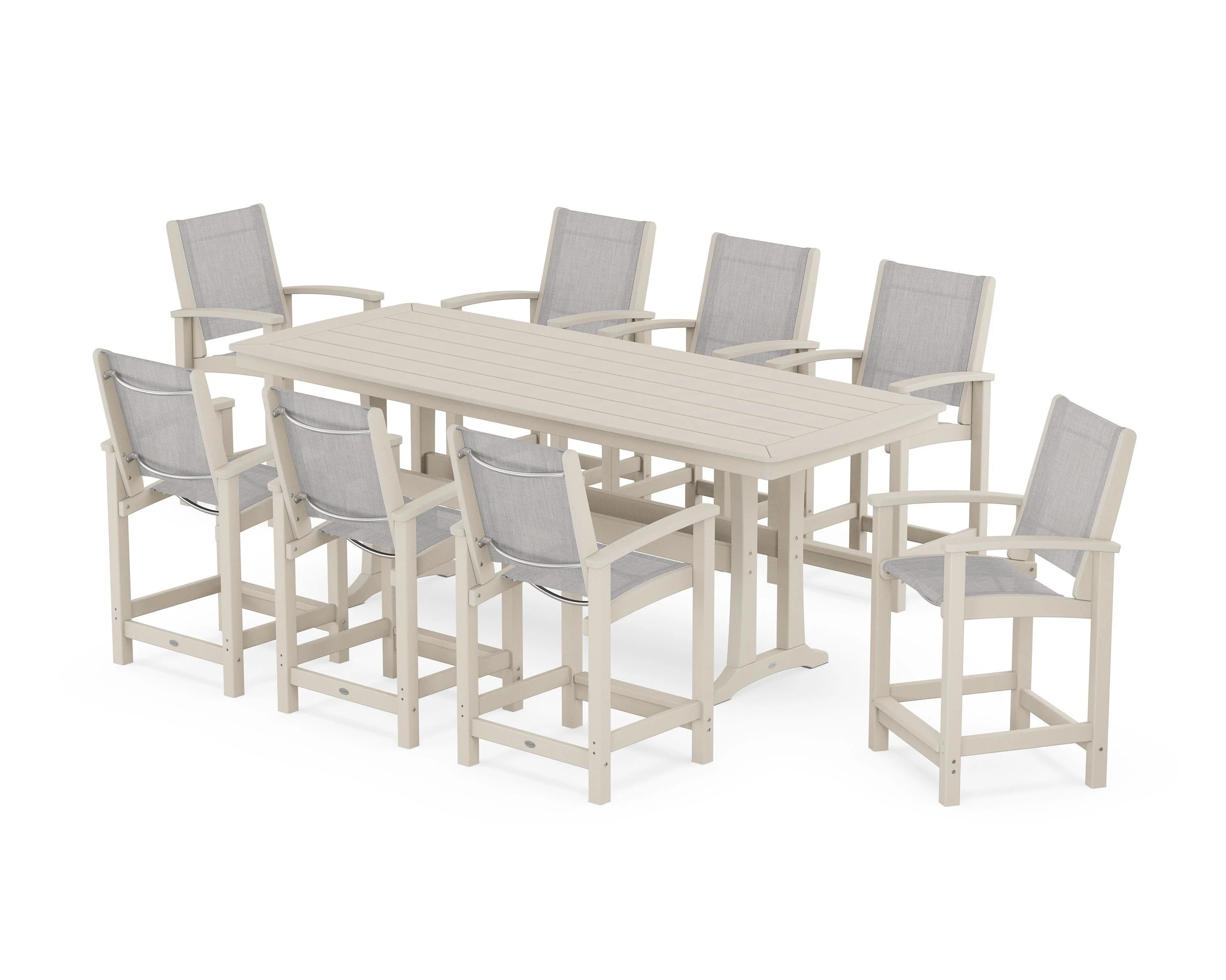 Coastal 9-Piece Counter Set with Trestle Legs - Image 86