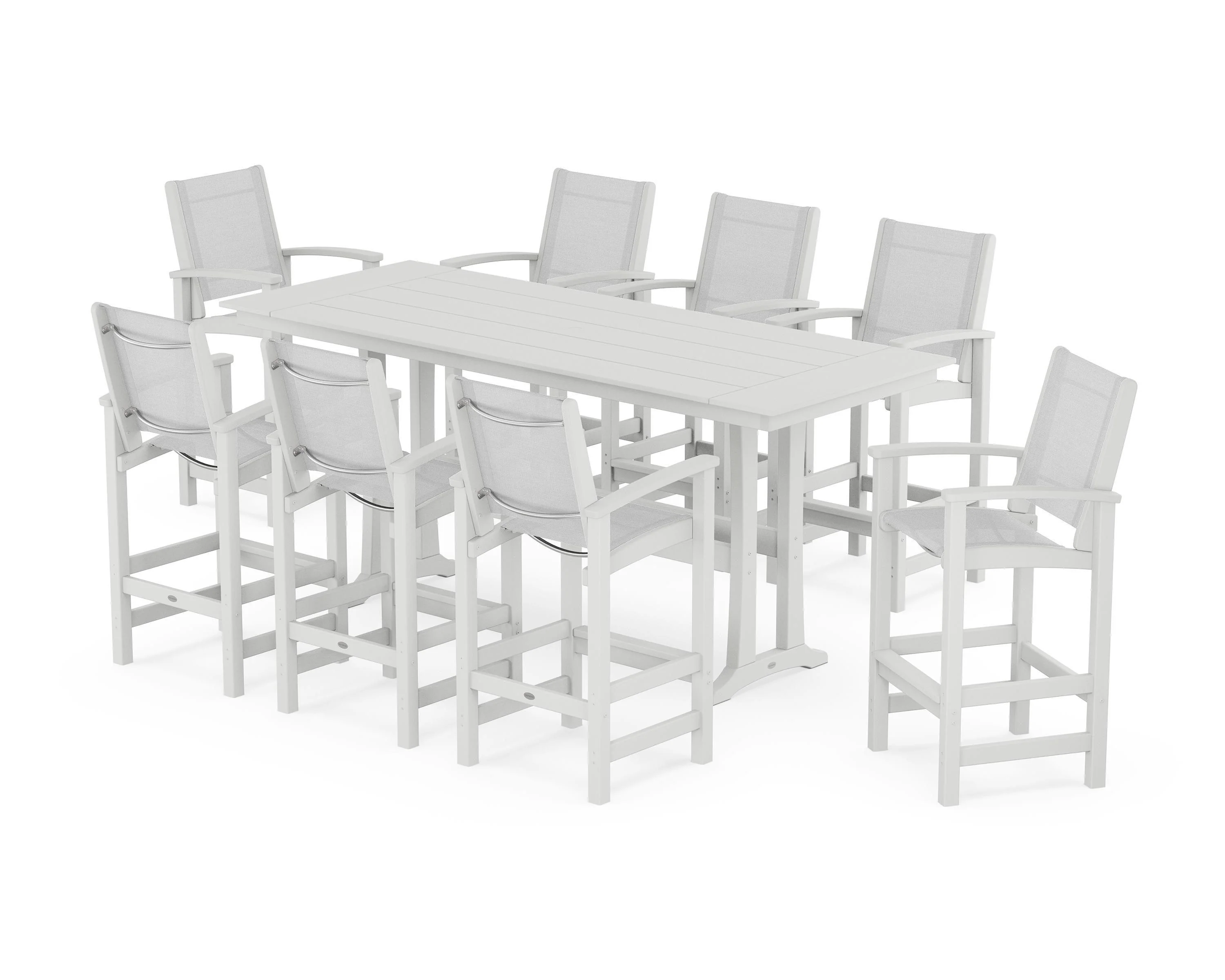 Coastal 9-Piece Farmhouse Bar Set with Trestle Legs - Image 101