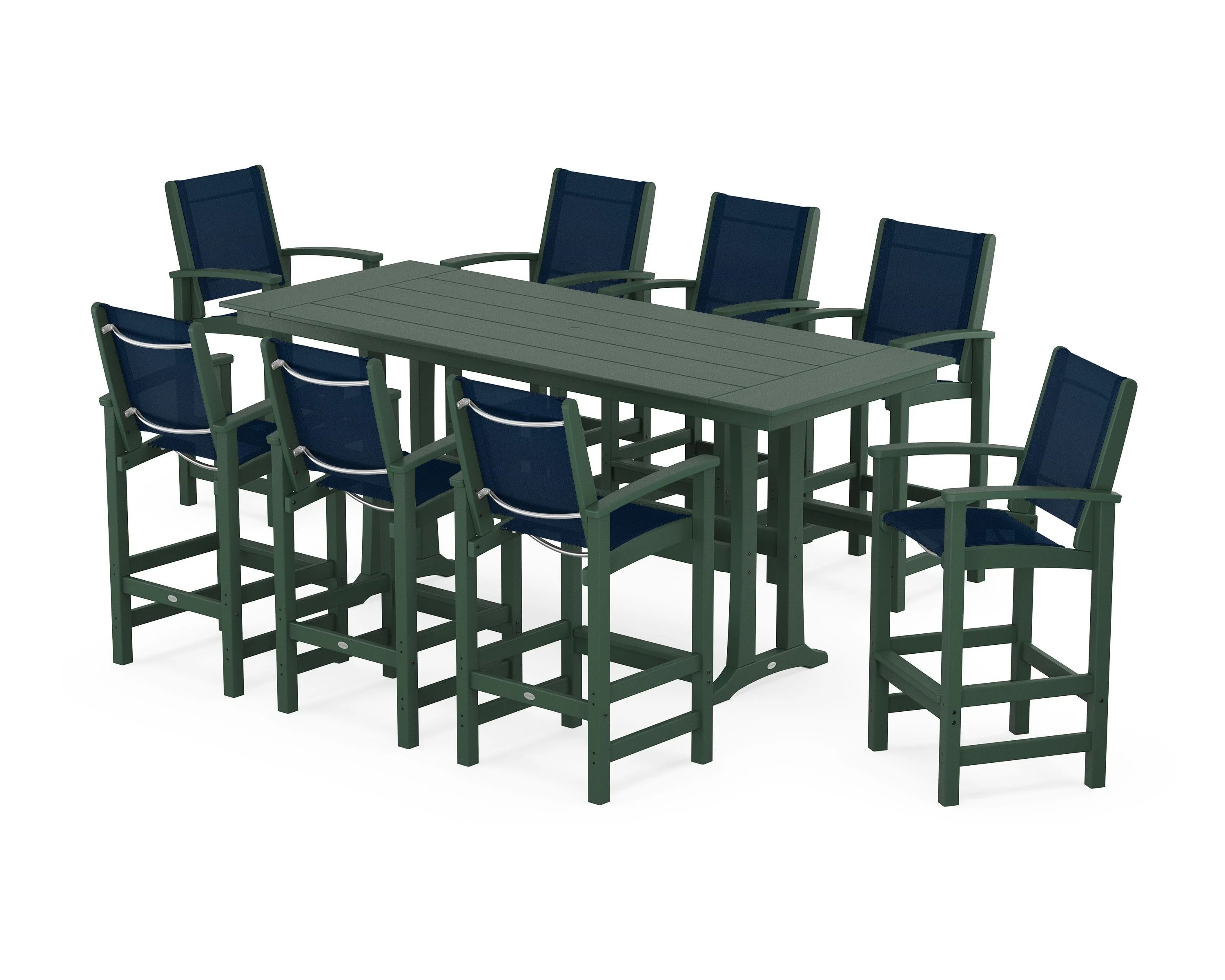 Coastal 9-Piece Farmhouse Bar Set with Trestle Legs - Image 102