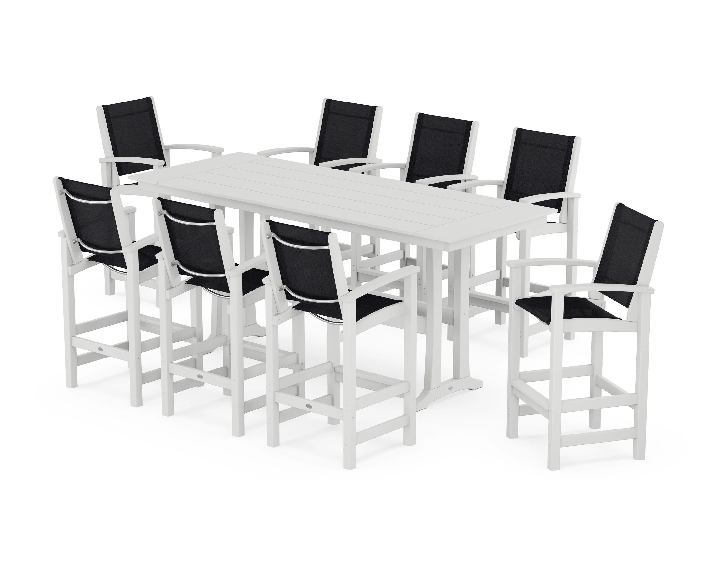 Coastal 9-Piece Farmhouse Bar Set with Trestle Legs - Image 103