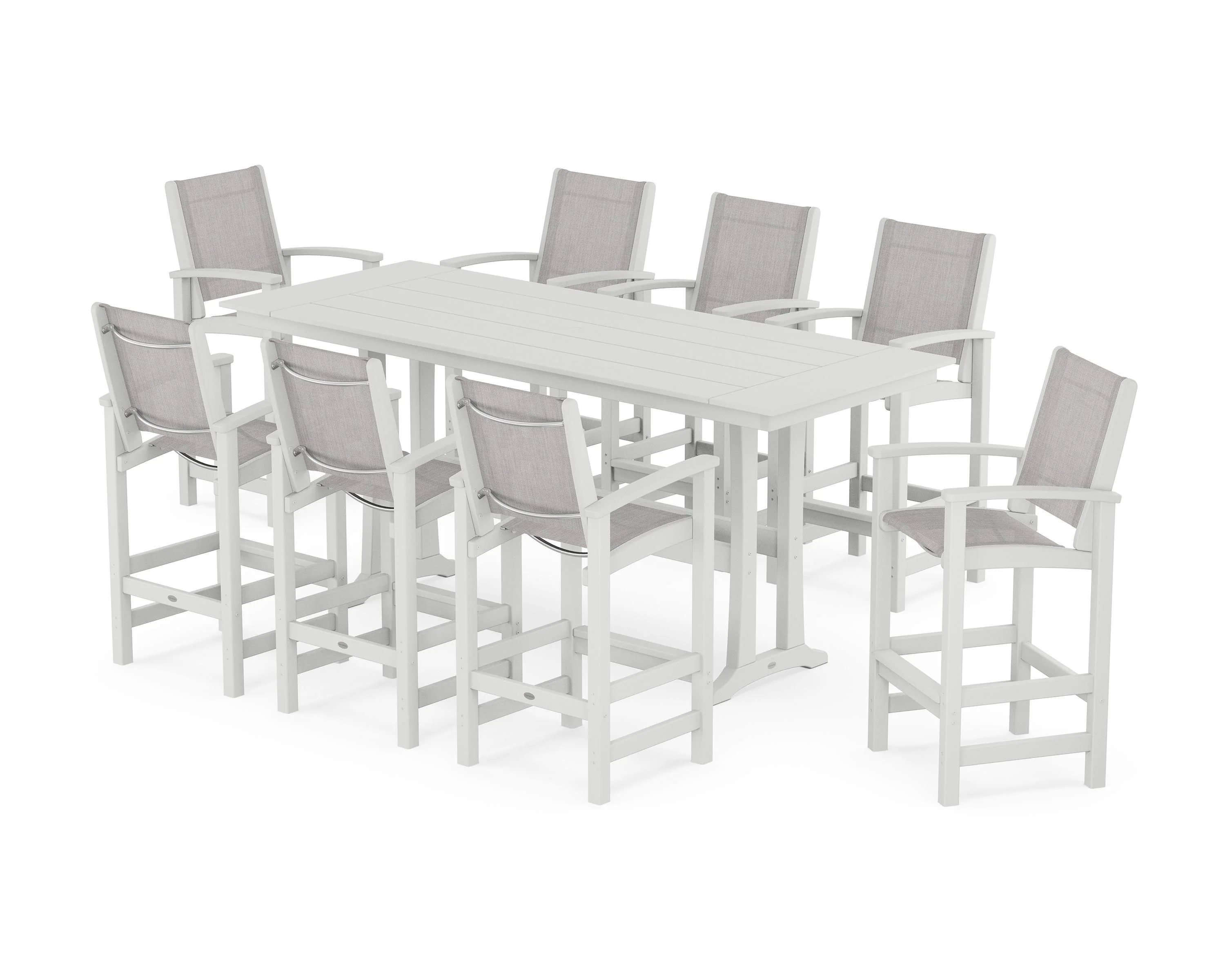 Coastal 9-Piece Farmhouse Bar Set with Trestle Legs - Image 11