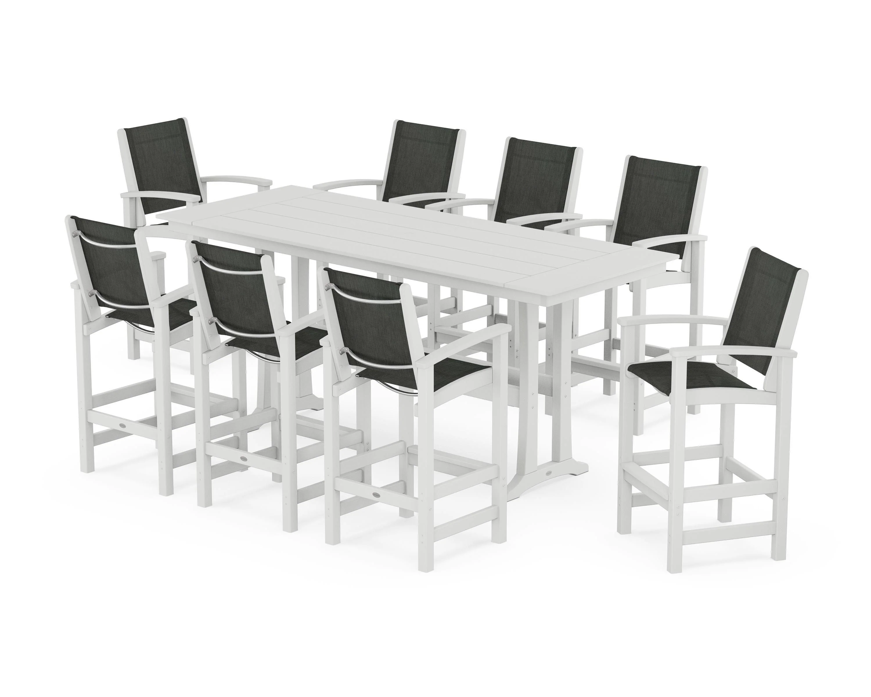 Coastal 9-Piece Farmhouse Bar Set with Trestle Legs - Image 117