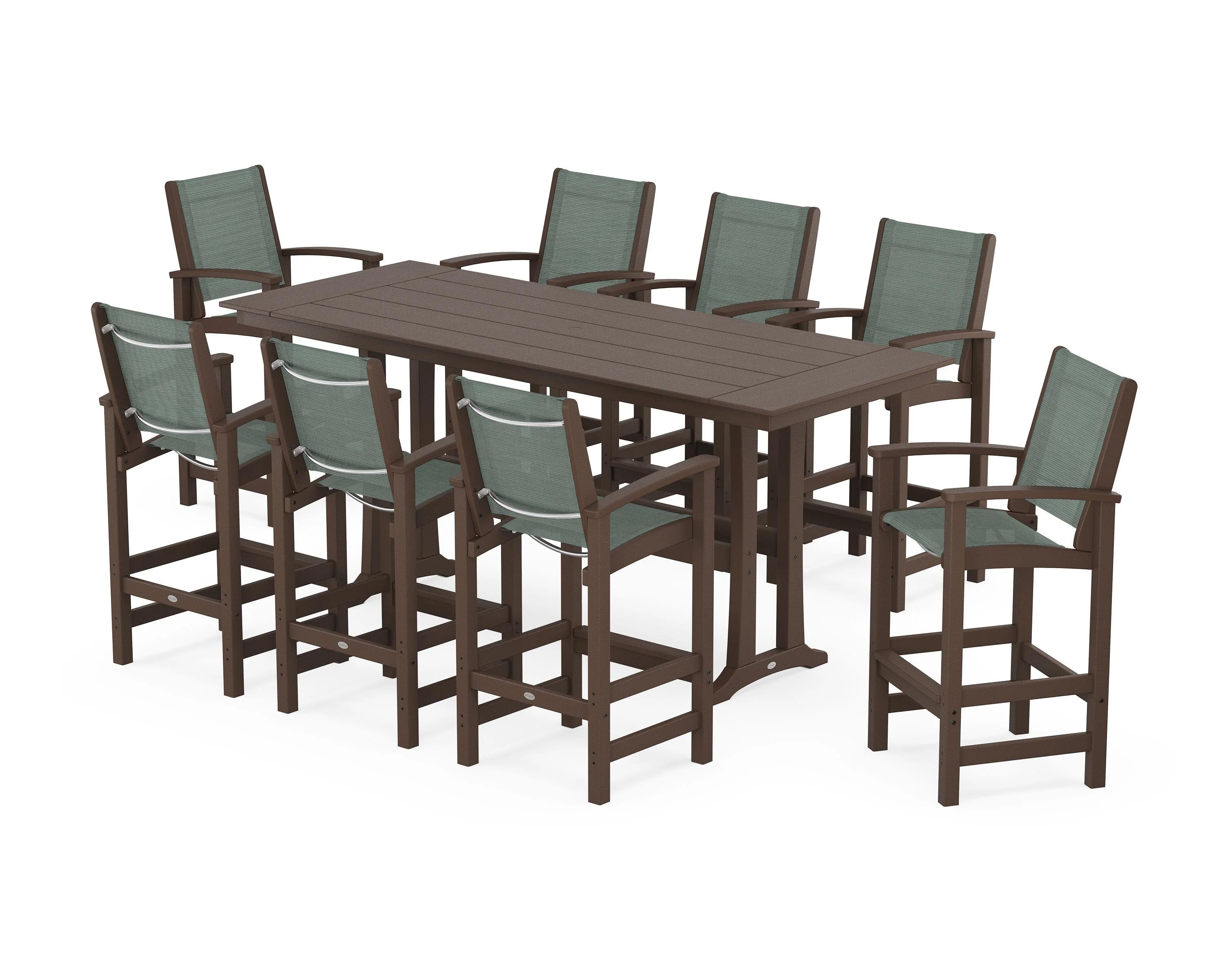 Coastal 9-Piece Farmhouse Bar Set with Trestle Legs - Image 118