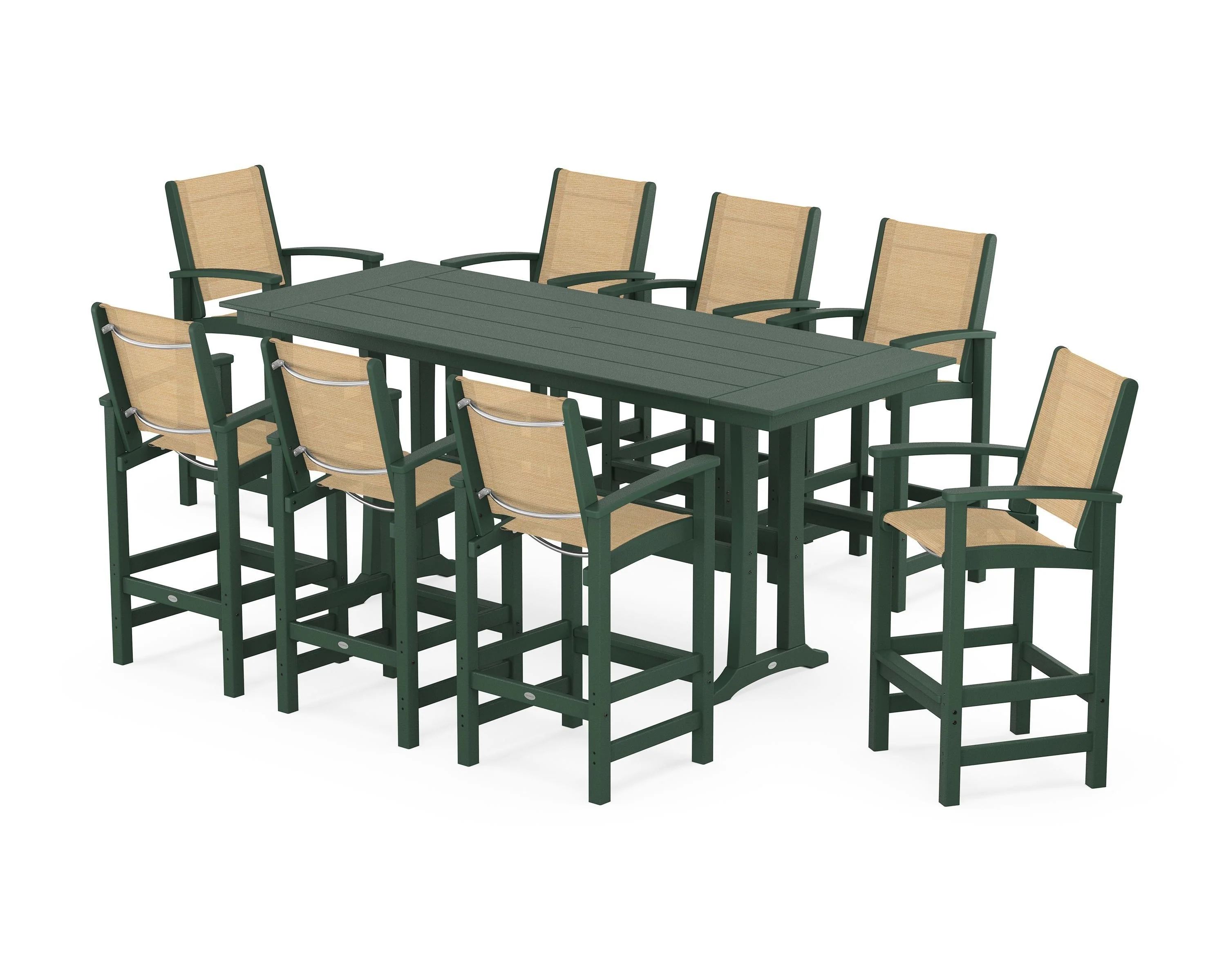 Coastal 9-Piece Farmhouse Bar Set with Trestle Legs - Image 12