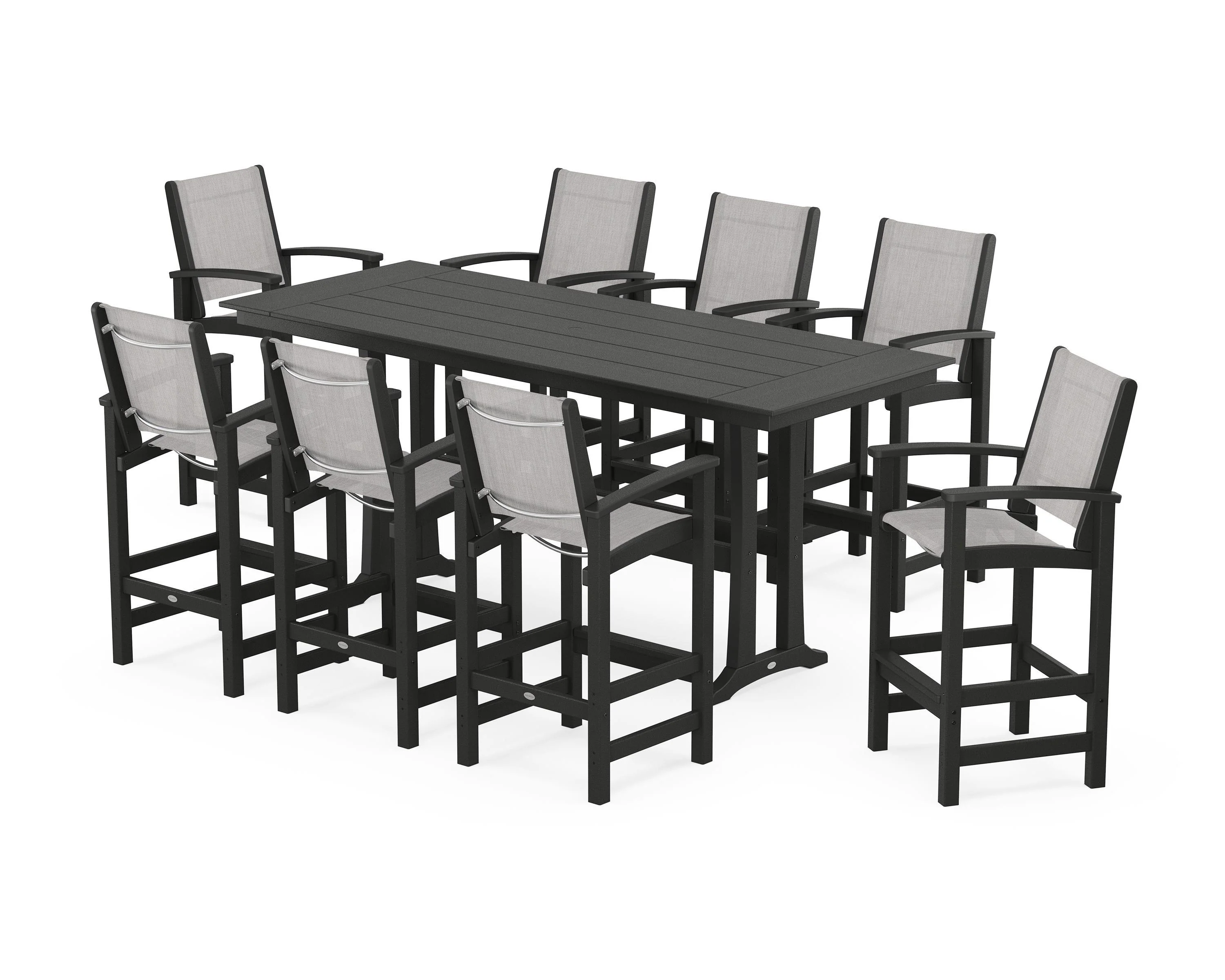 Coastal 9-Piece Farmhouse Bar Set with Trestle Legs - Image 122