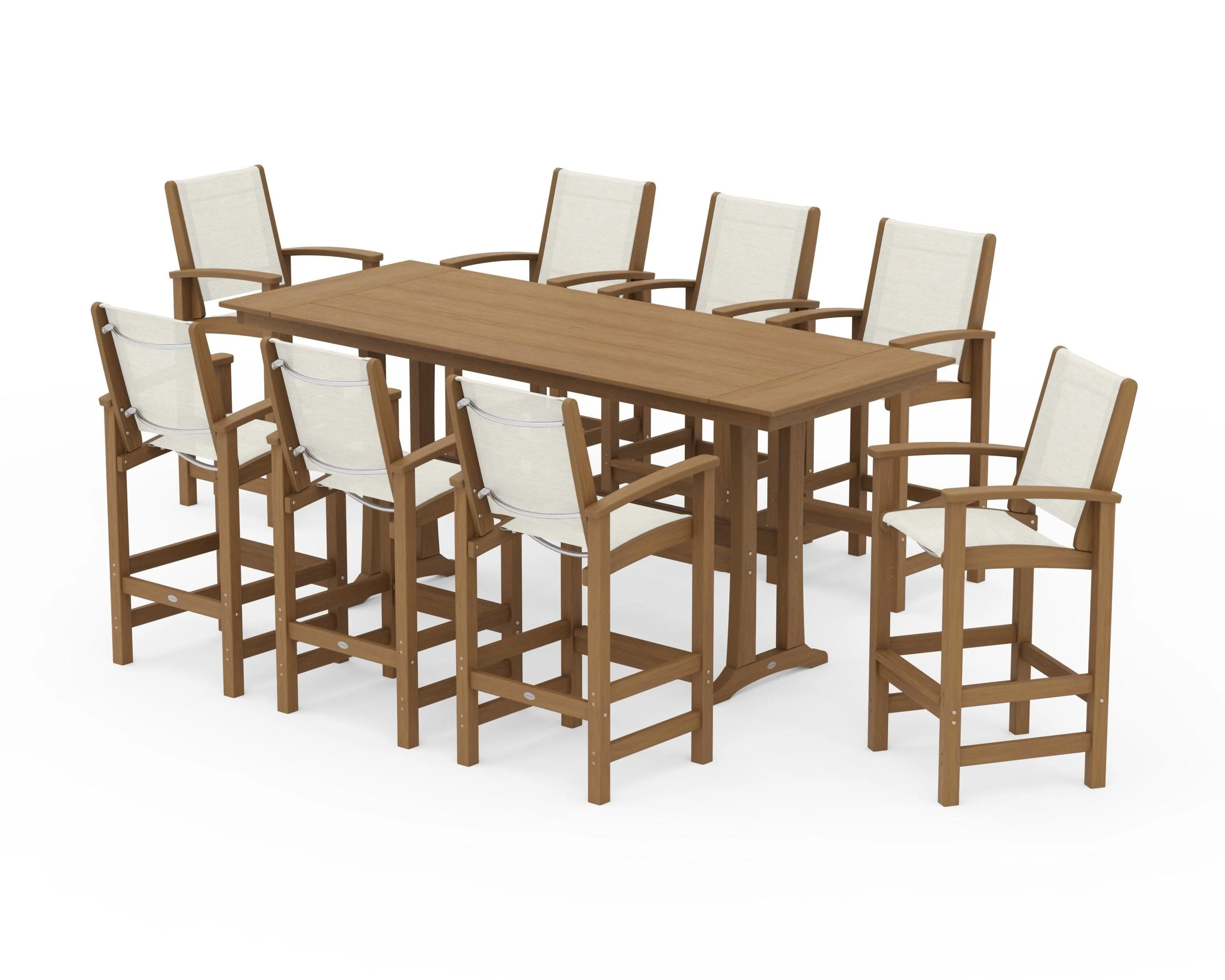Coastal 9-Piece Farmhouse Bar Set with Trestle Legs - Image 124