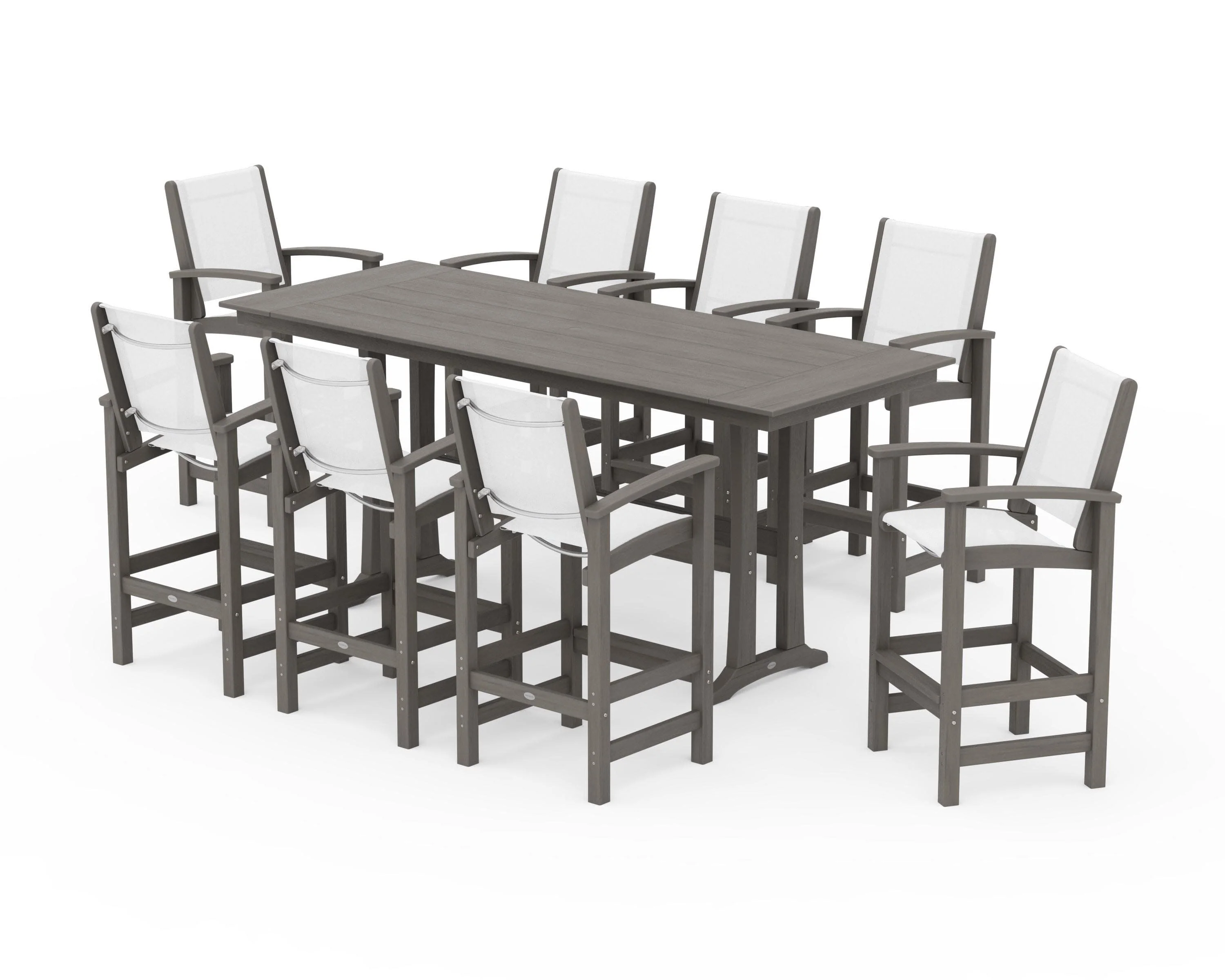 Coastal 9-Piece Farmhouse Bar Set with Trestle Legs - Image 127