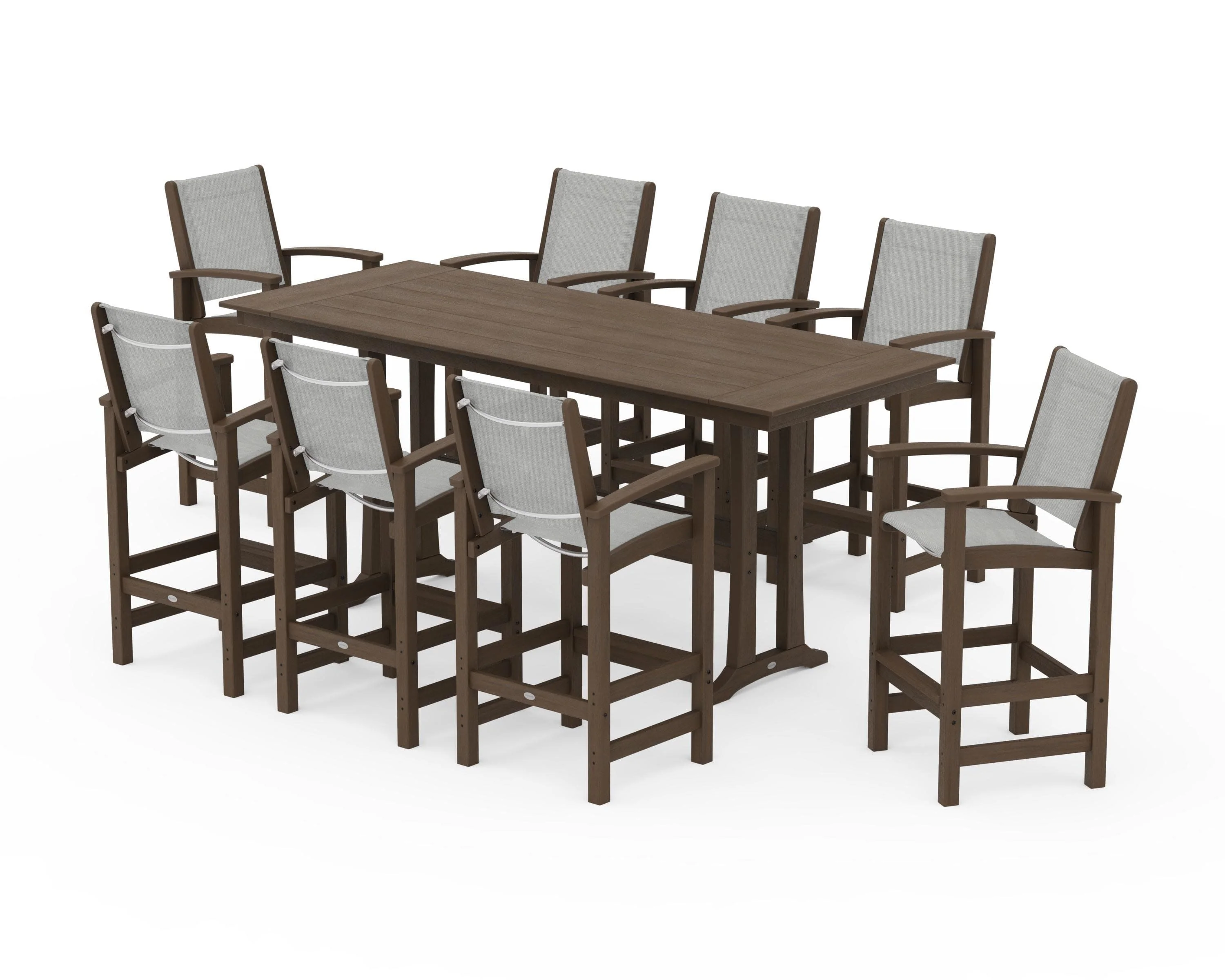Coastal 9-Piece Farmhouse Bar Set with Trestle Legs - Image 132
