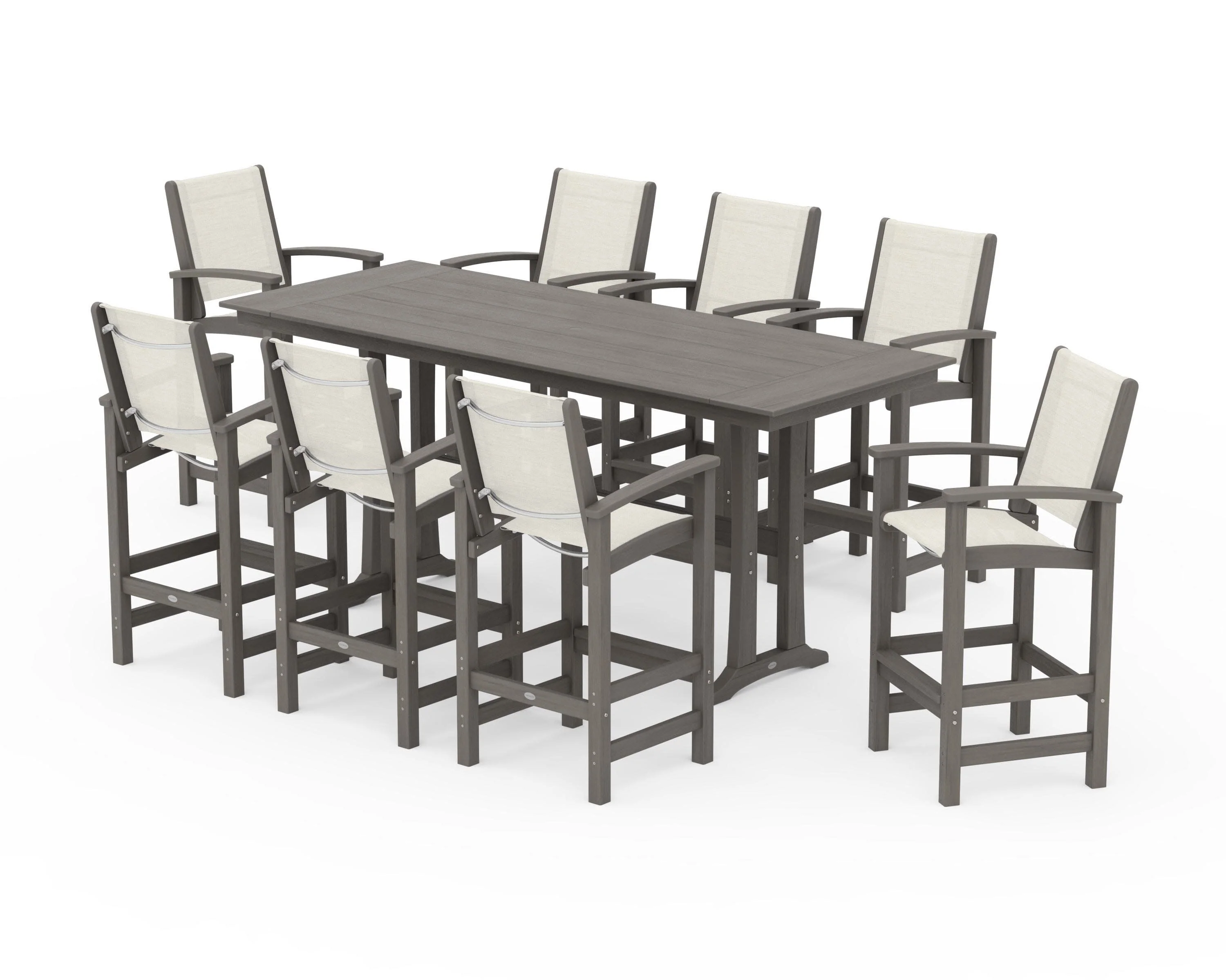 Coastal 9-Piece Farmhouse Bar Set with Trestle Legs - Image 133