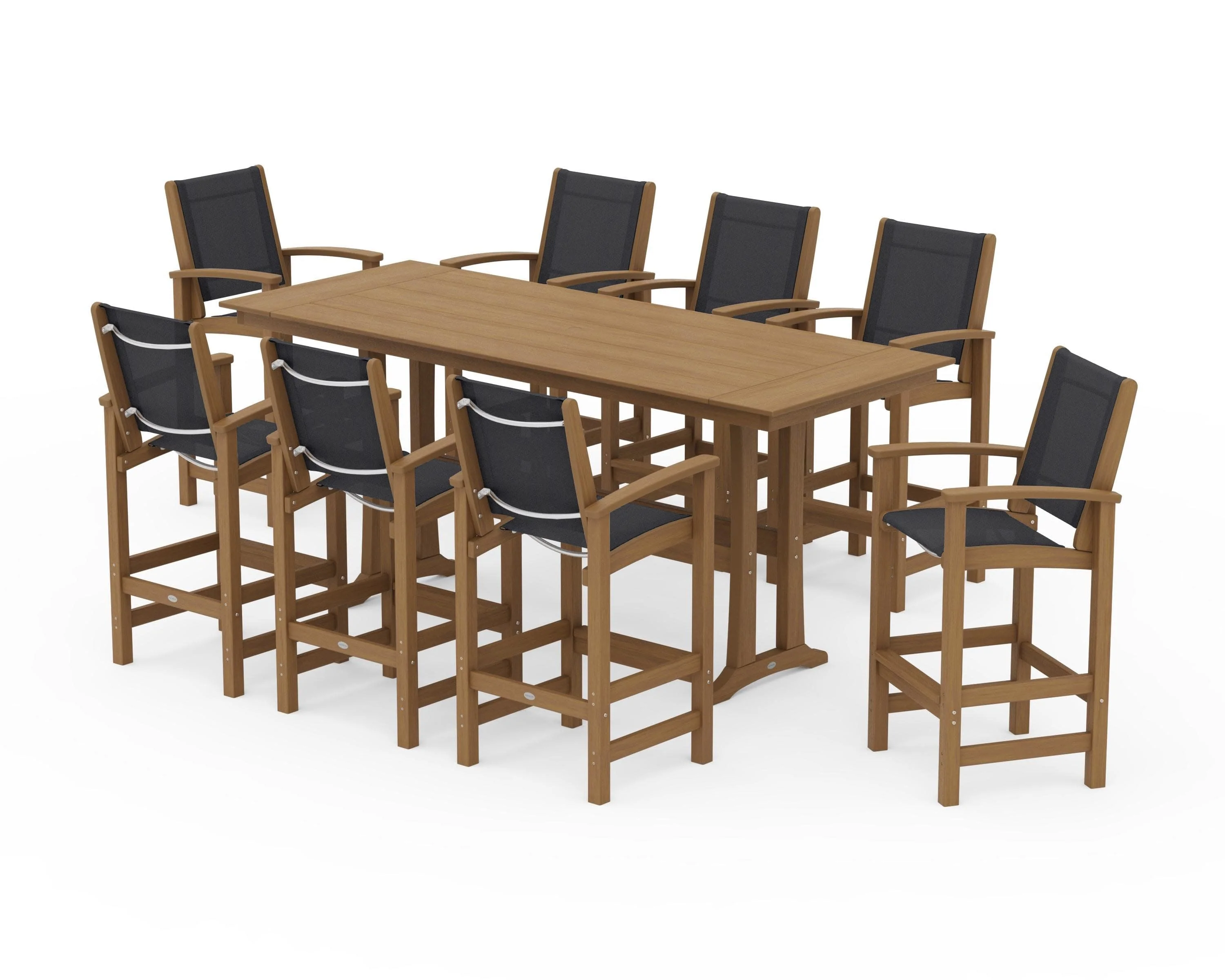 Coastal 9-Piece Farmhouse Bar Set with Trestle Legs - Image 135