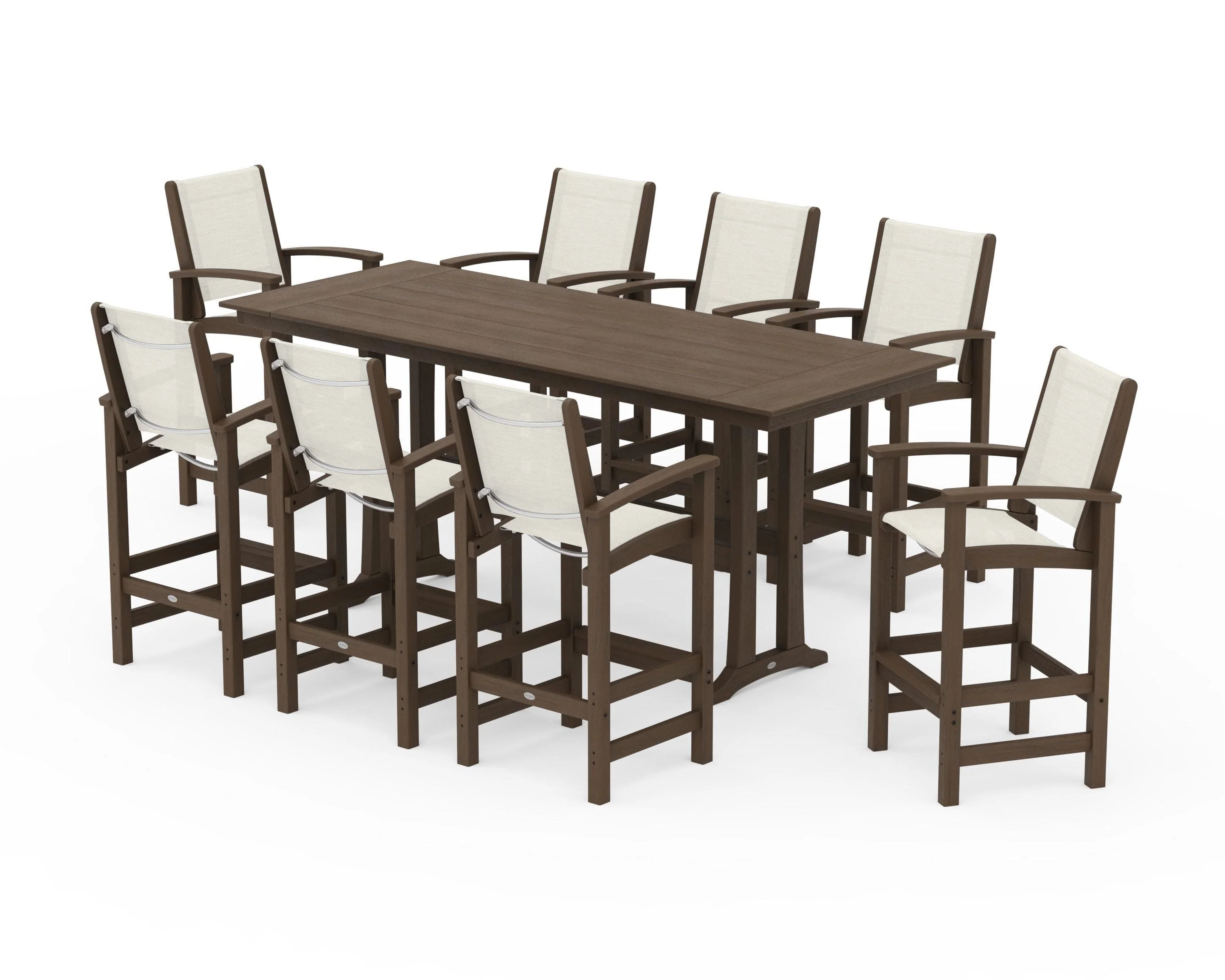 Coastal 9-Piece Farmhouse Bar Set with Trestle Legs - Image 140