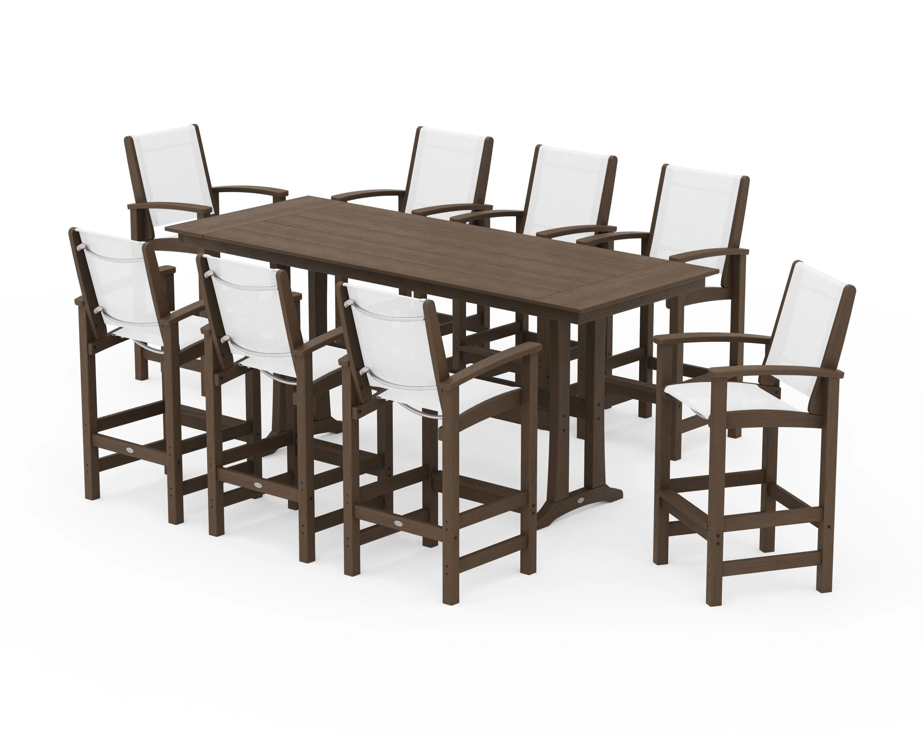 Coastal 9-Piece Farmhouse Bar Set with Trestle Legs - Image 141
