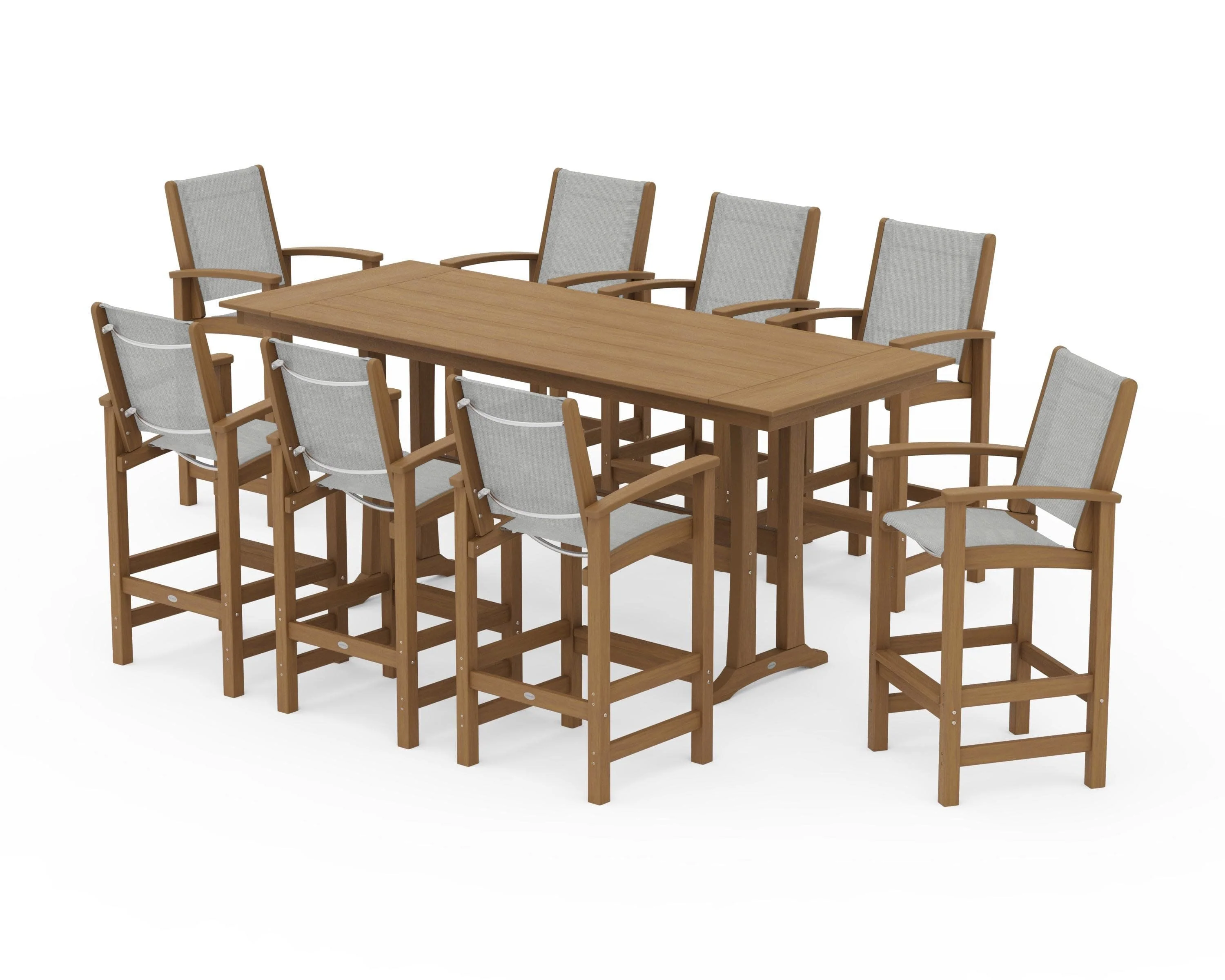 Coastal 9-Piece Farmhouse Bar Set with Trestle Legs - Image 142