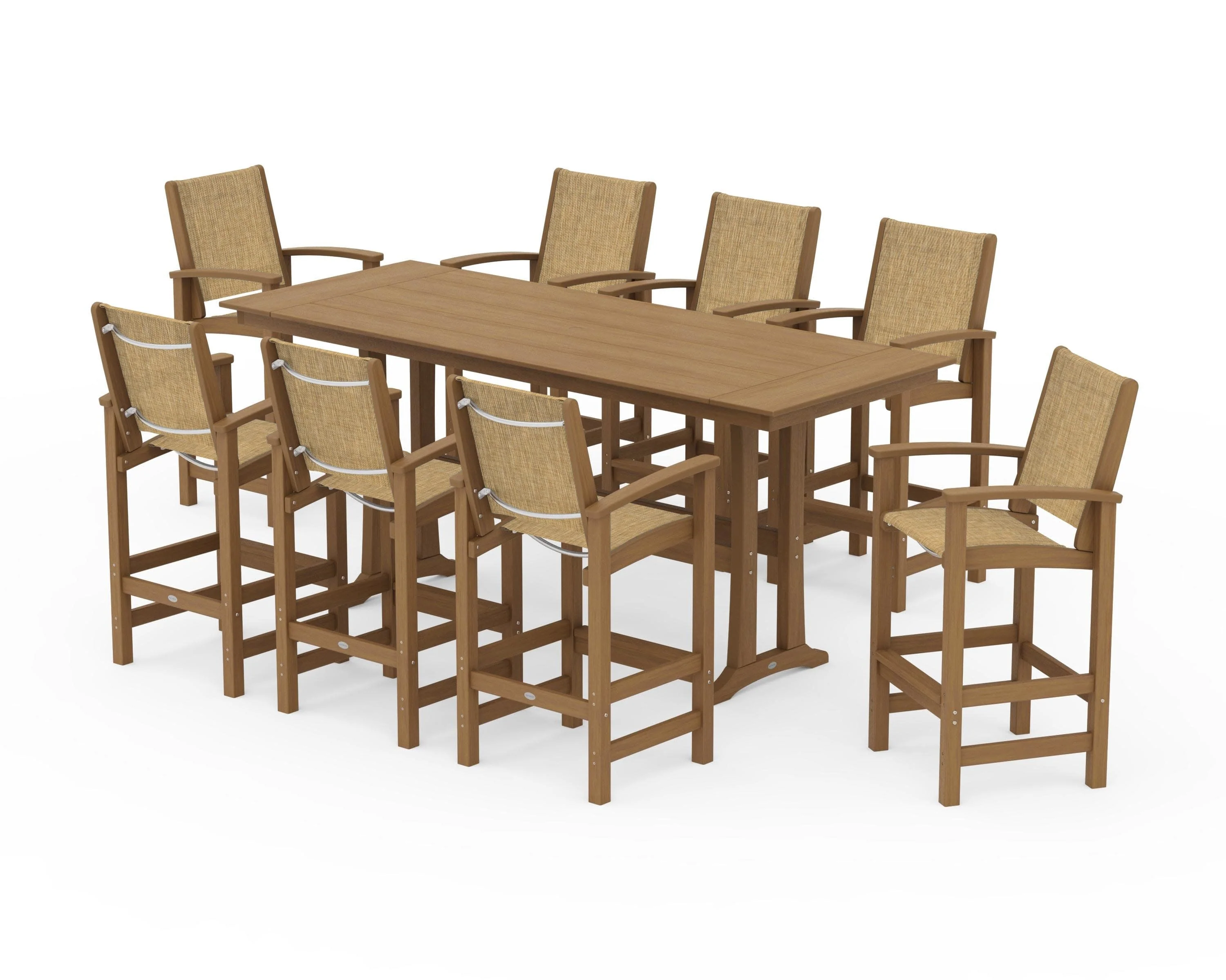 Coastal 9-Piece Farmhouse Bar Set with Trestle Legs - Image 147