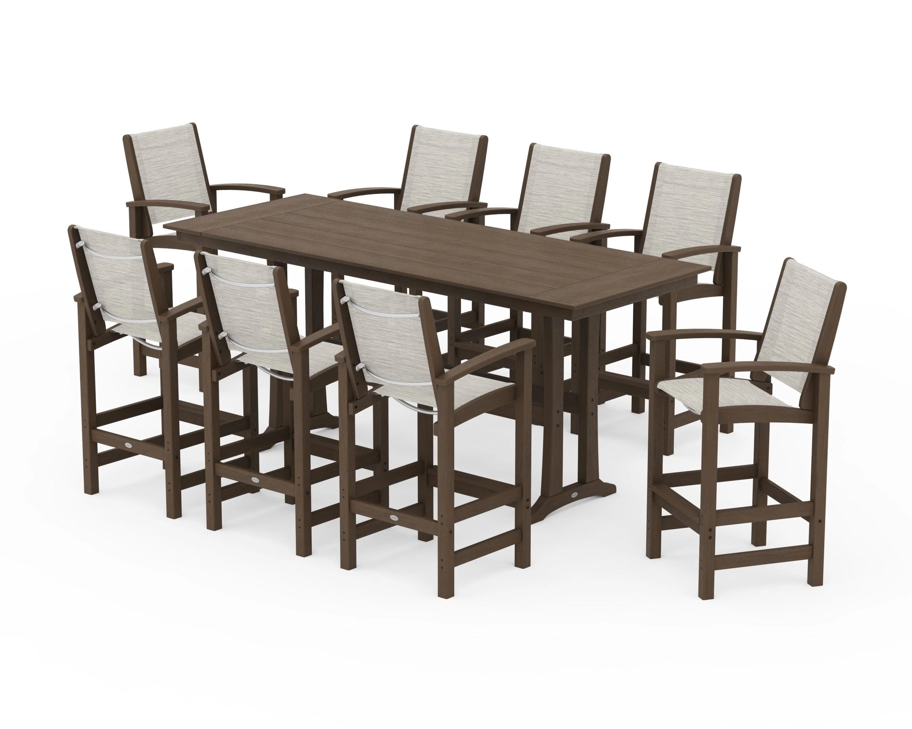 Coastal 9-Piece Farmhouse Bar Set with Trestle Legs - Image 148