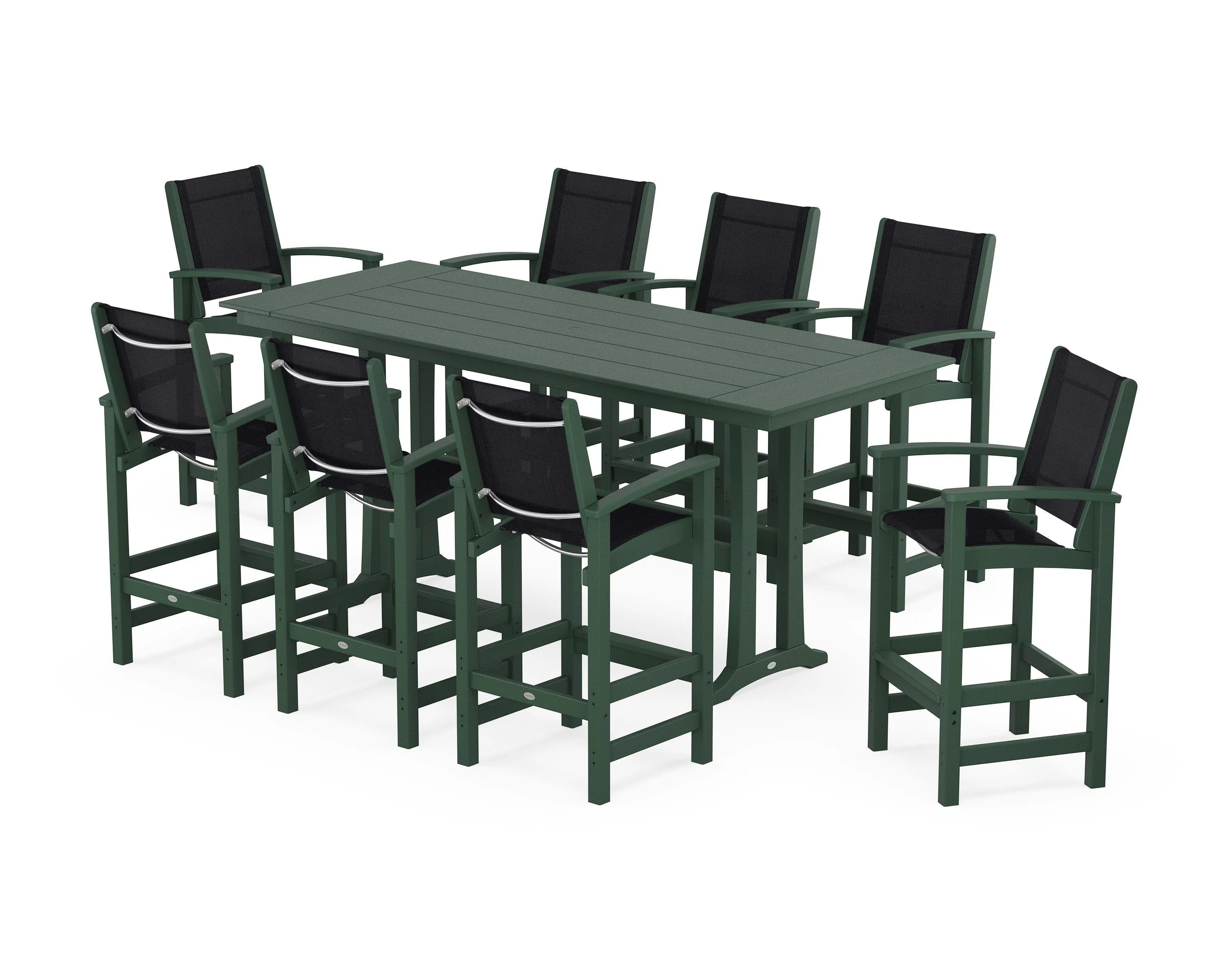 Coastal 9-Piece Farmhouse Bar Set with Trestle Legs - Image 15