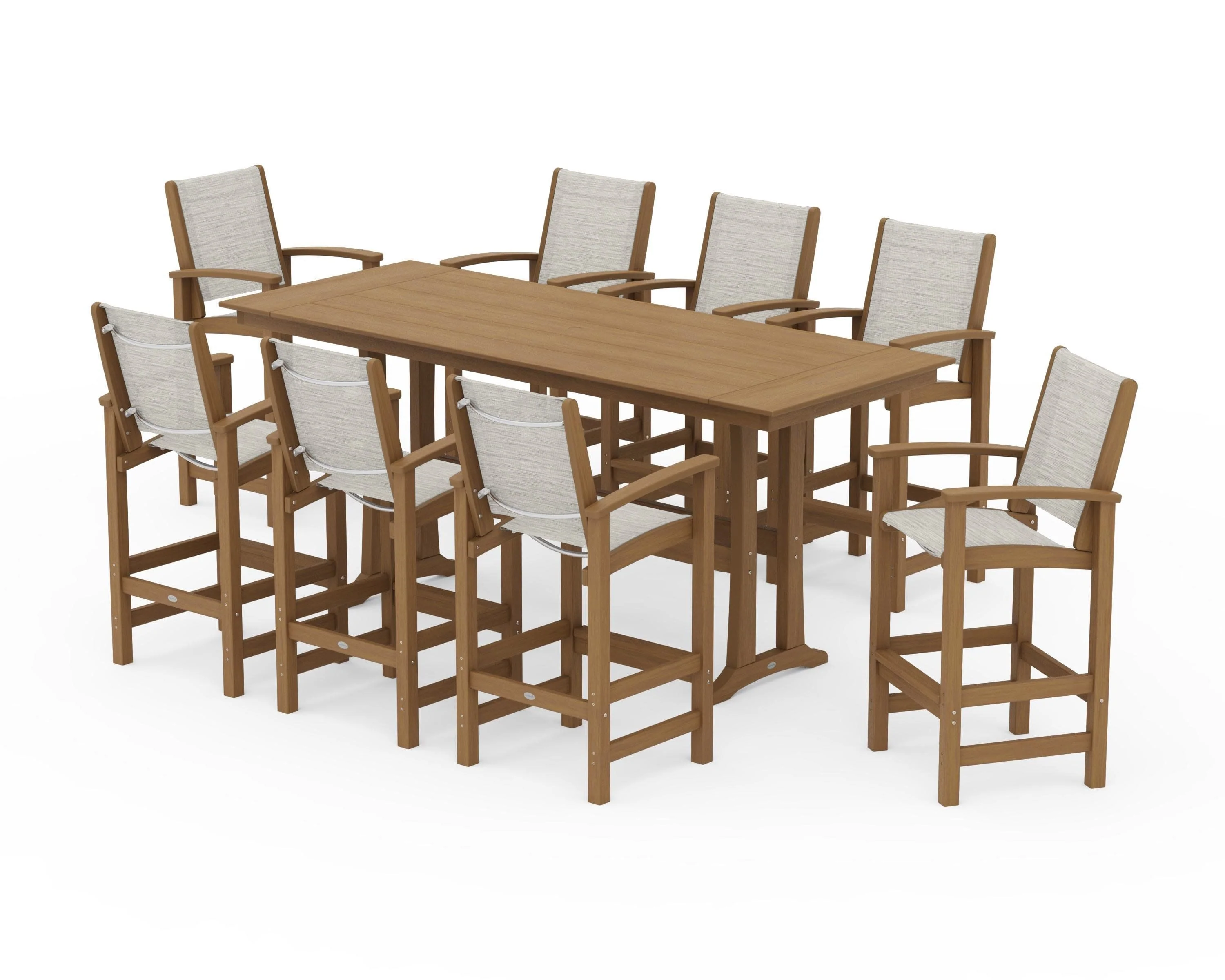 Coastal 9-Piece Farmhouse Bar Set with Trestle Legs - Image 154
